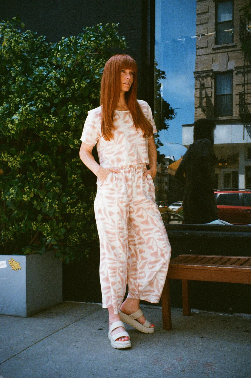 Botanical Block Print Cotton Crop Top