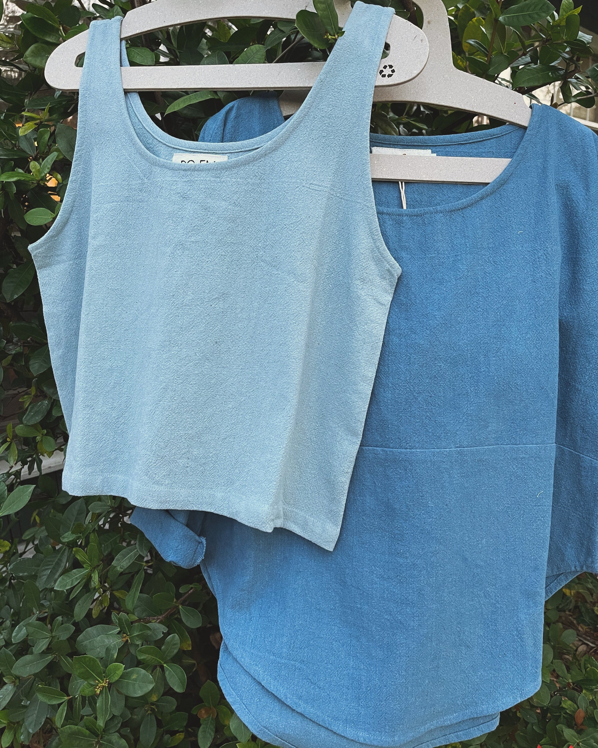 Cotton indigo tank top
