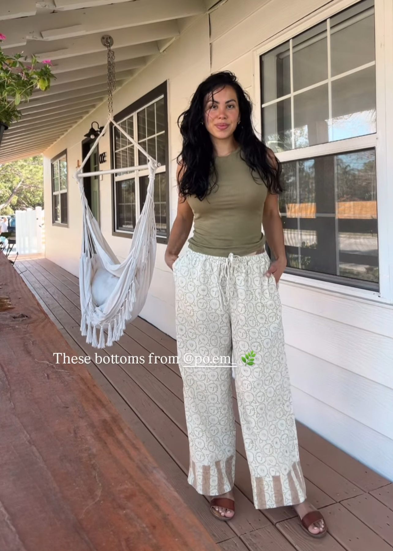 Beachcomber Tie Cotton Pants in Sun Flower Block-Print