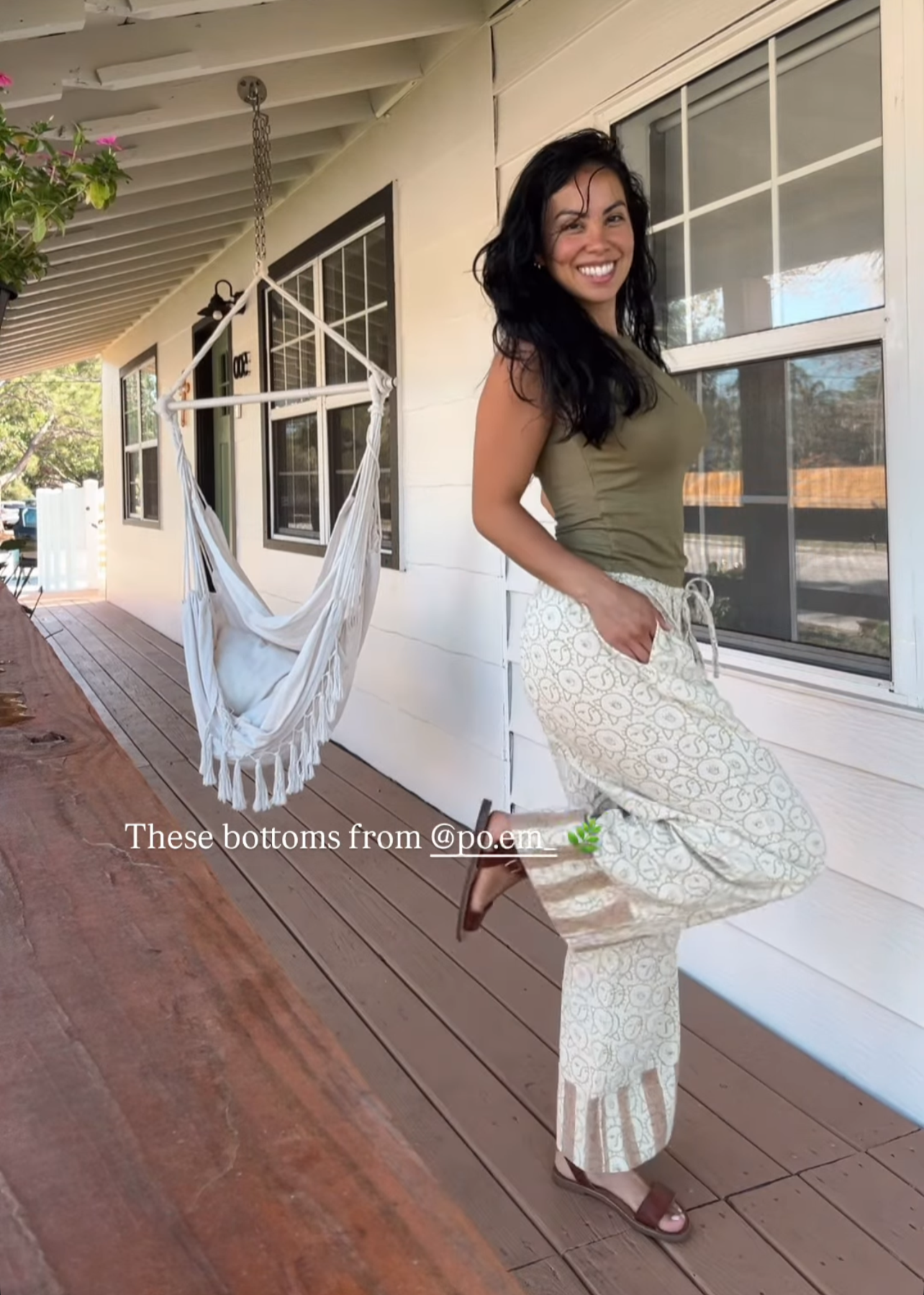 Beachcomber Tie Cotton Pants in Sun Flower Block-Print