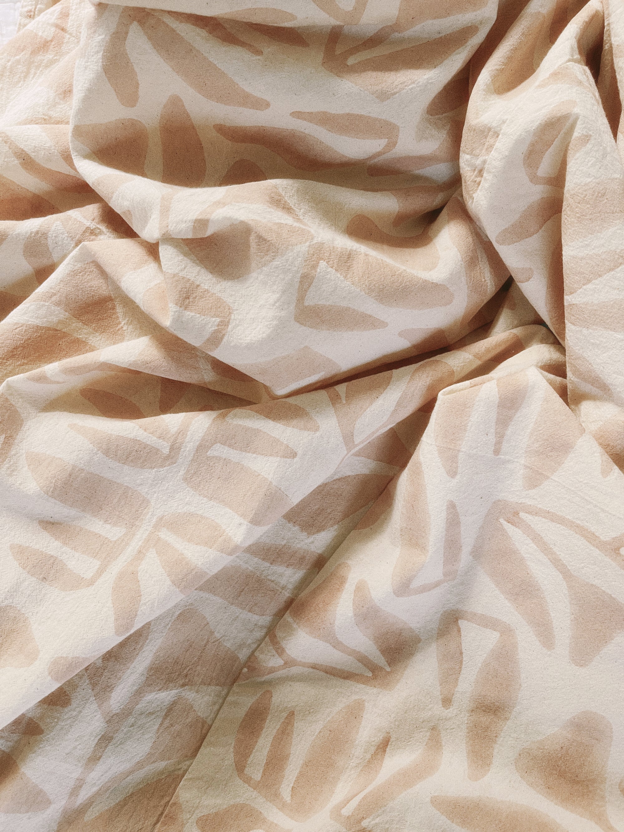 Botanical Block Print Sheet Coverlet: Natural Cotton