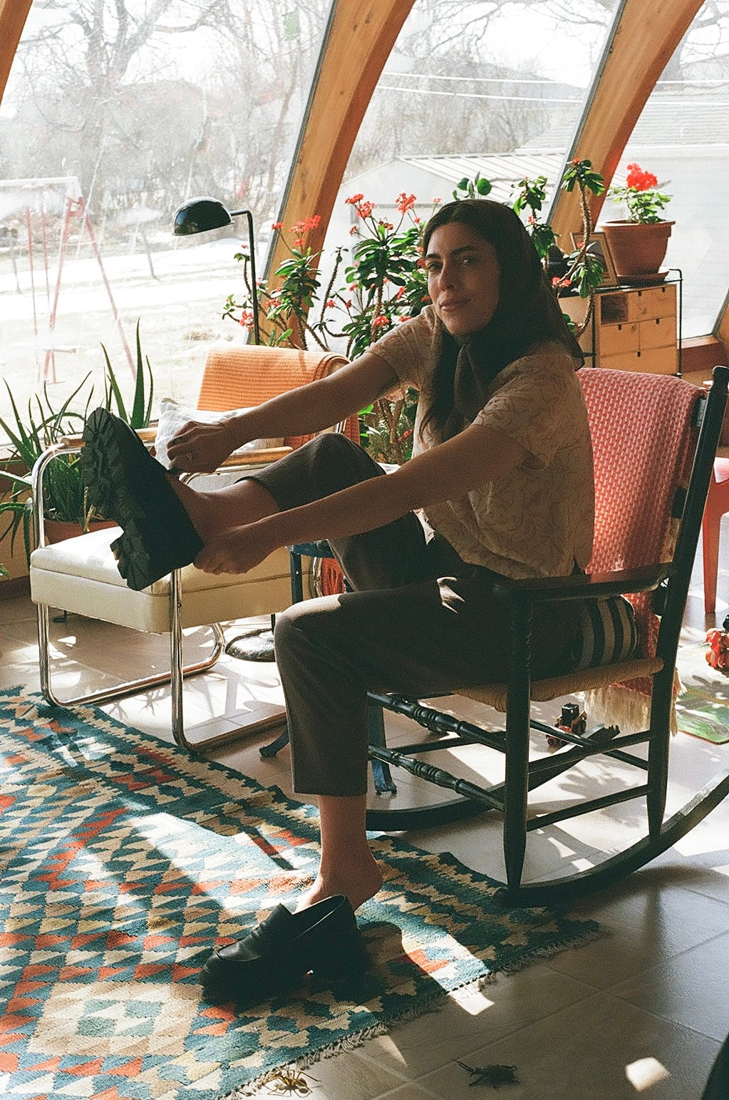 Brown Deck Pants in Handwoven Cotton, Bark