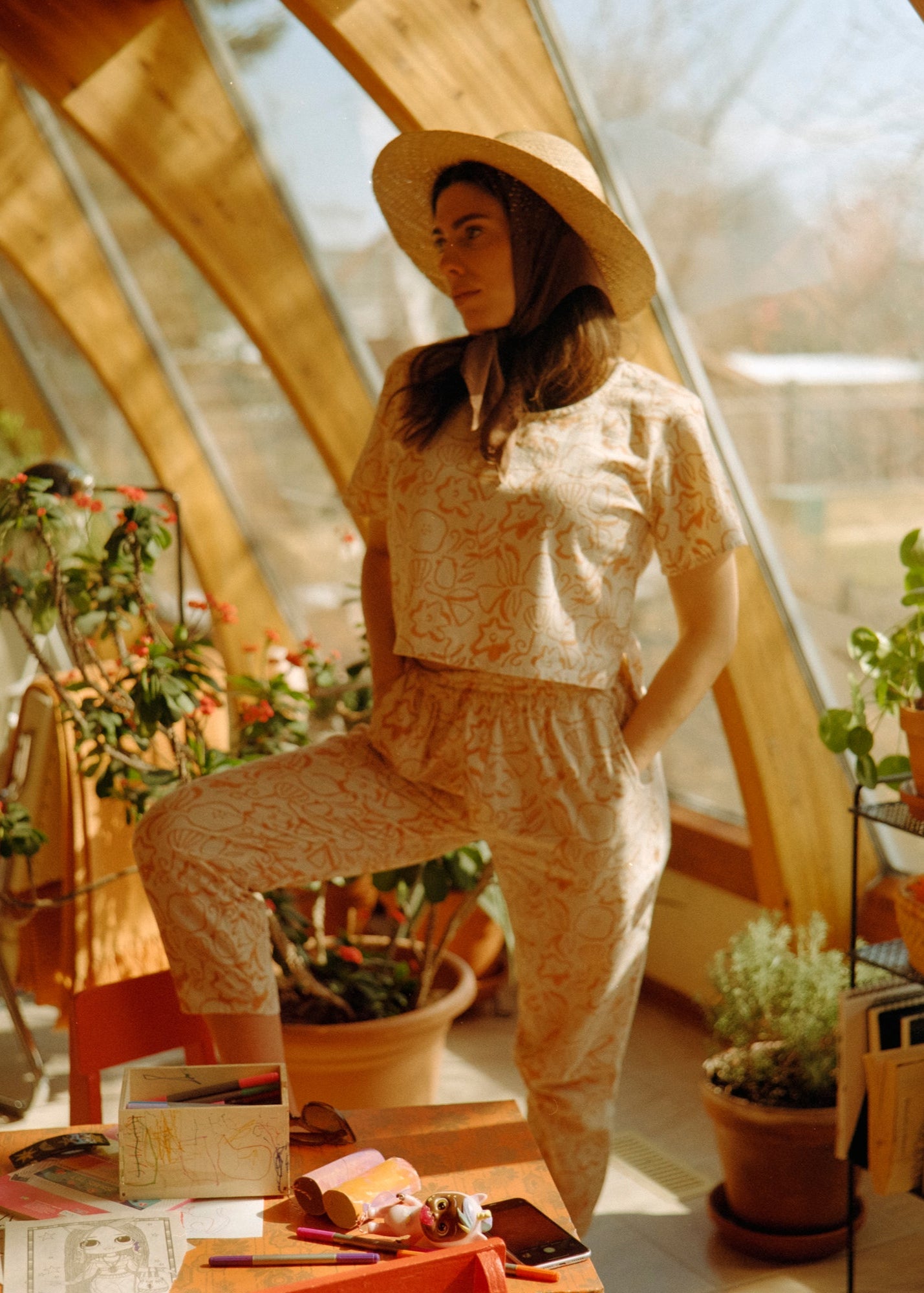 Deck Pants in Handwoven Cotton, Seashell