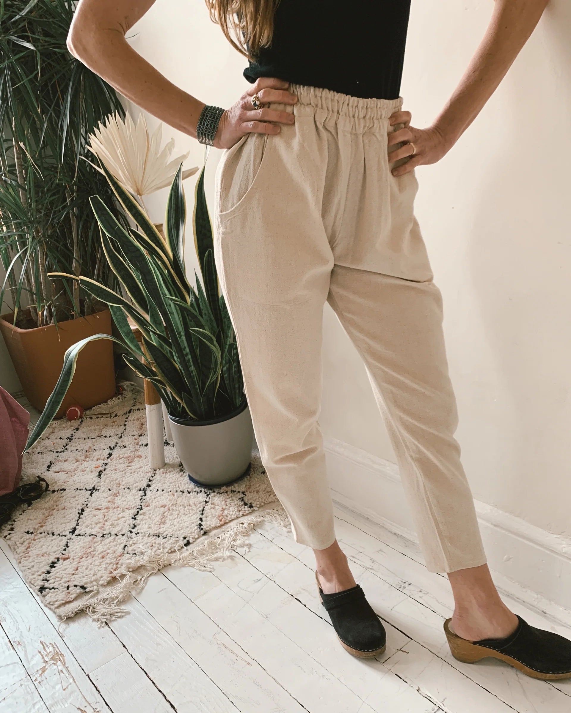 Deck Pants in Handloom Natural Cotton