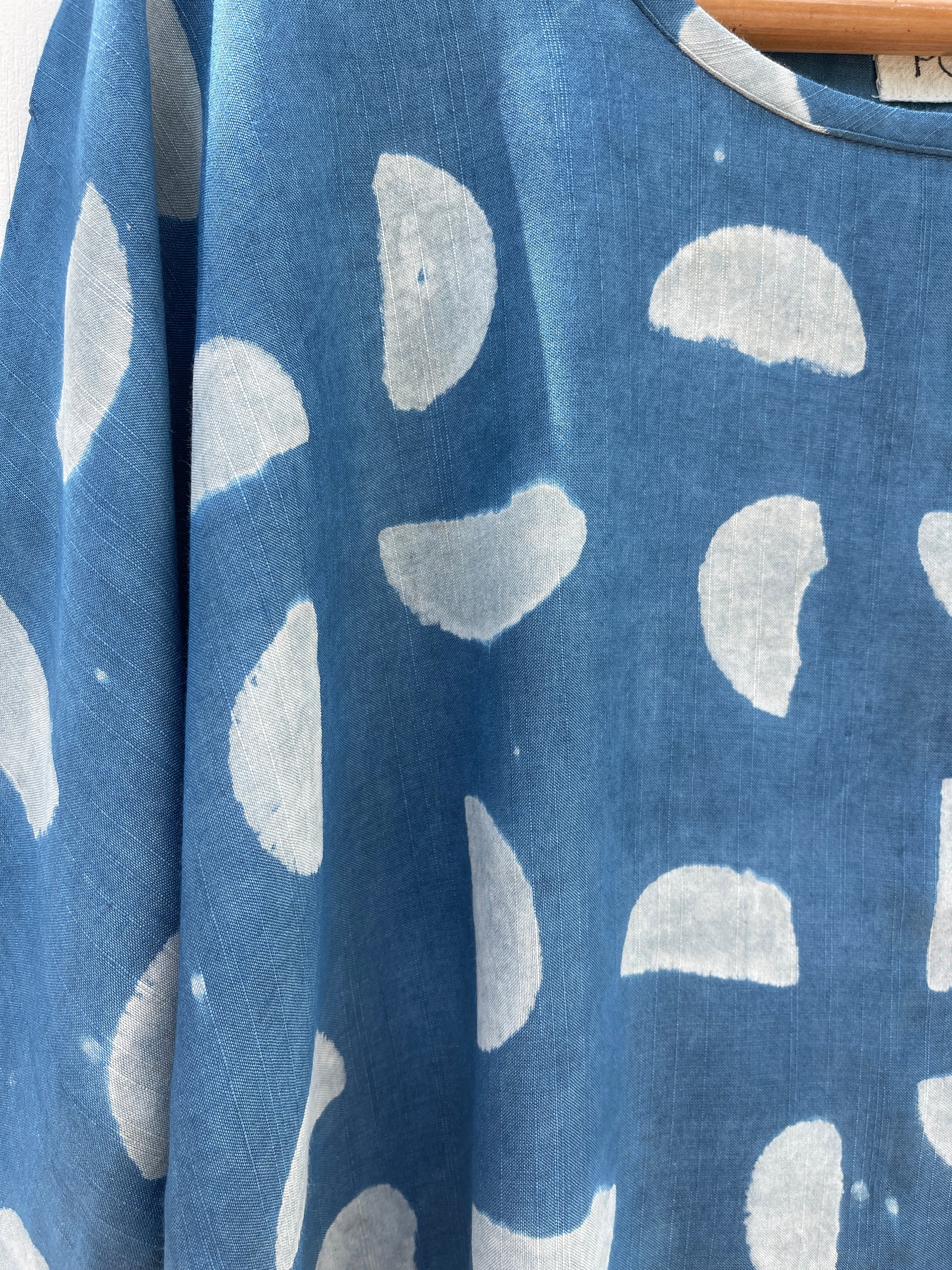 Indigo Block-print Silky Maker Top in Setting Suns