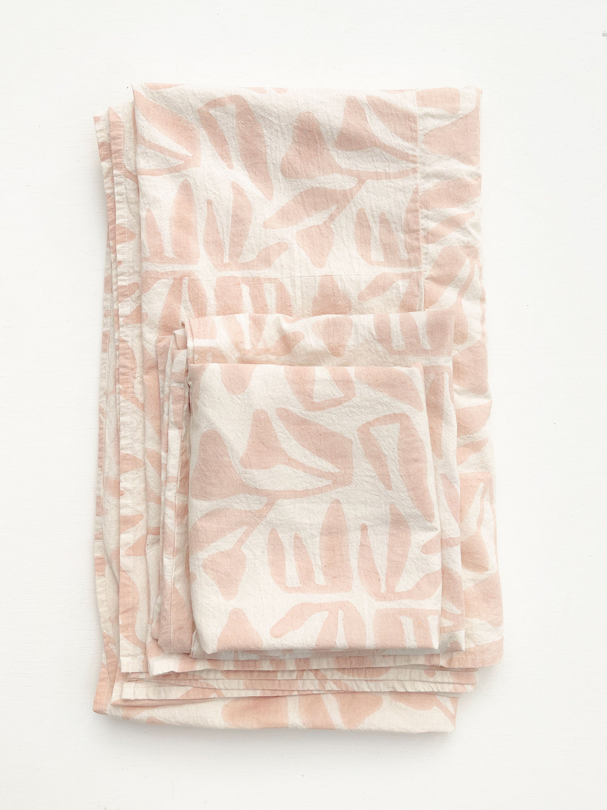 Botanical Block Print Sheet Coverlet: Natural Cotton