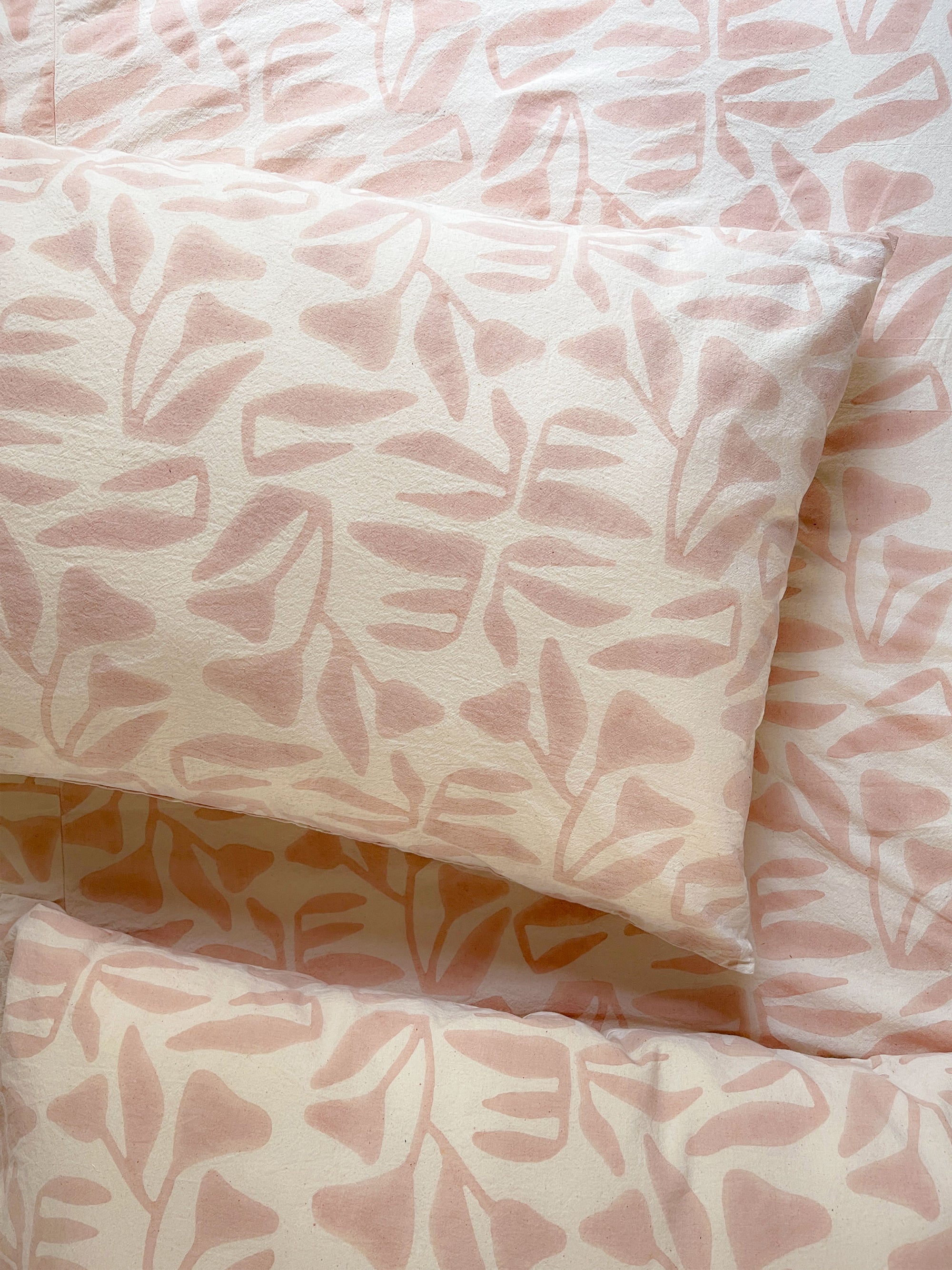 Botanical Block Print Pillow Sham: Natural Cotton