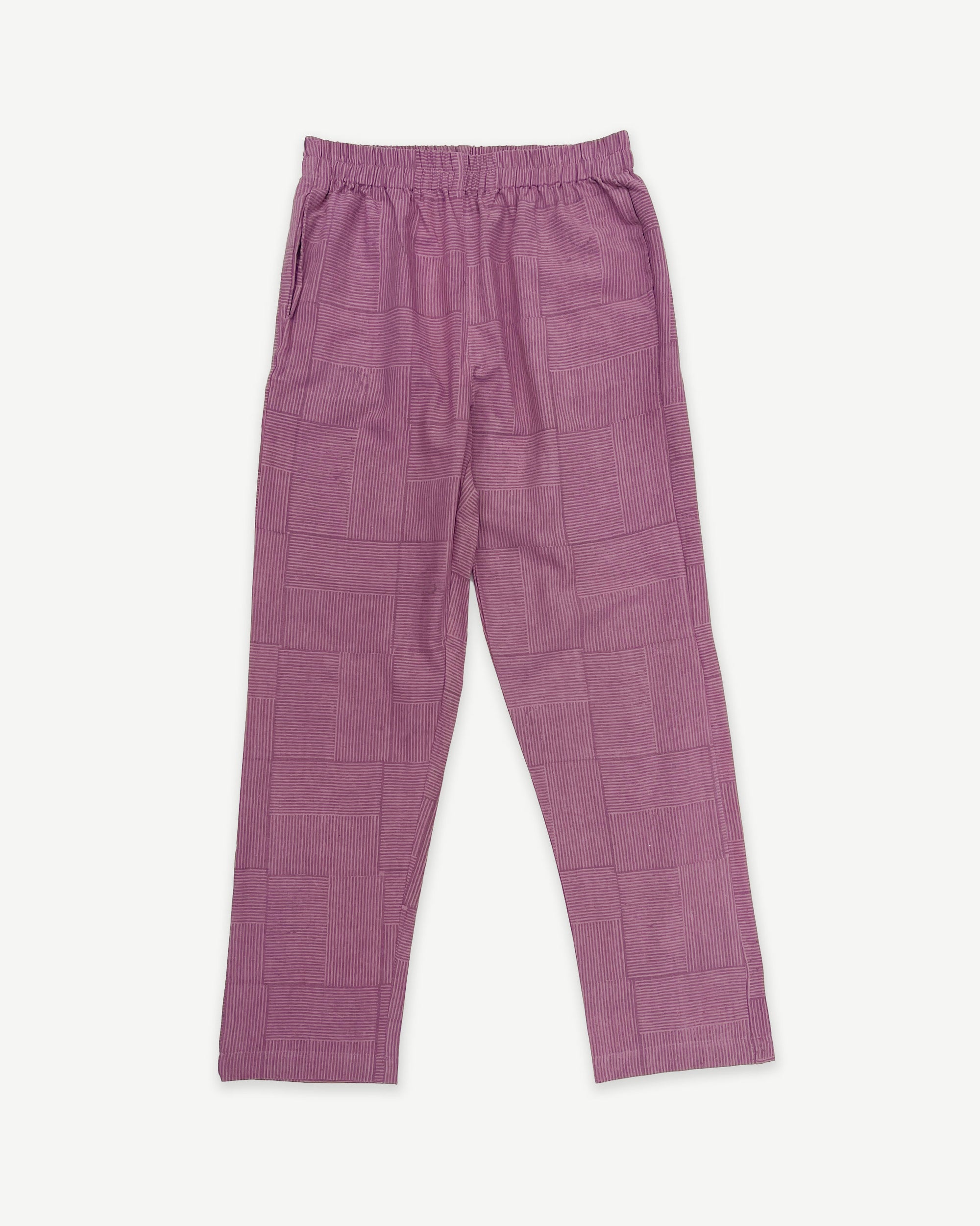 Lounger Cotton Pants in Mauve Kiss Blockprint