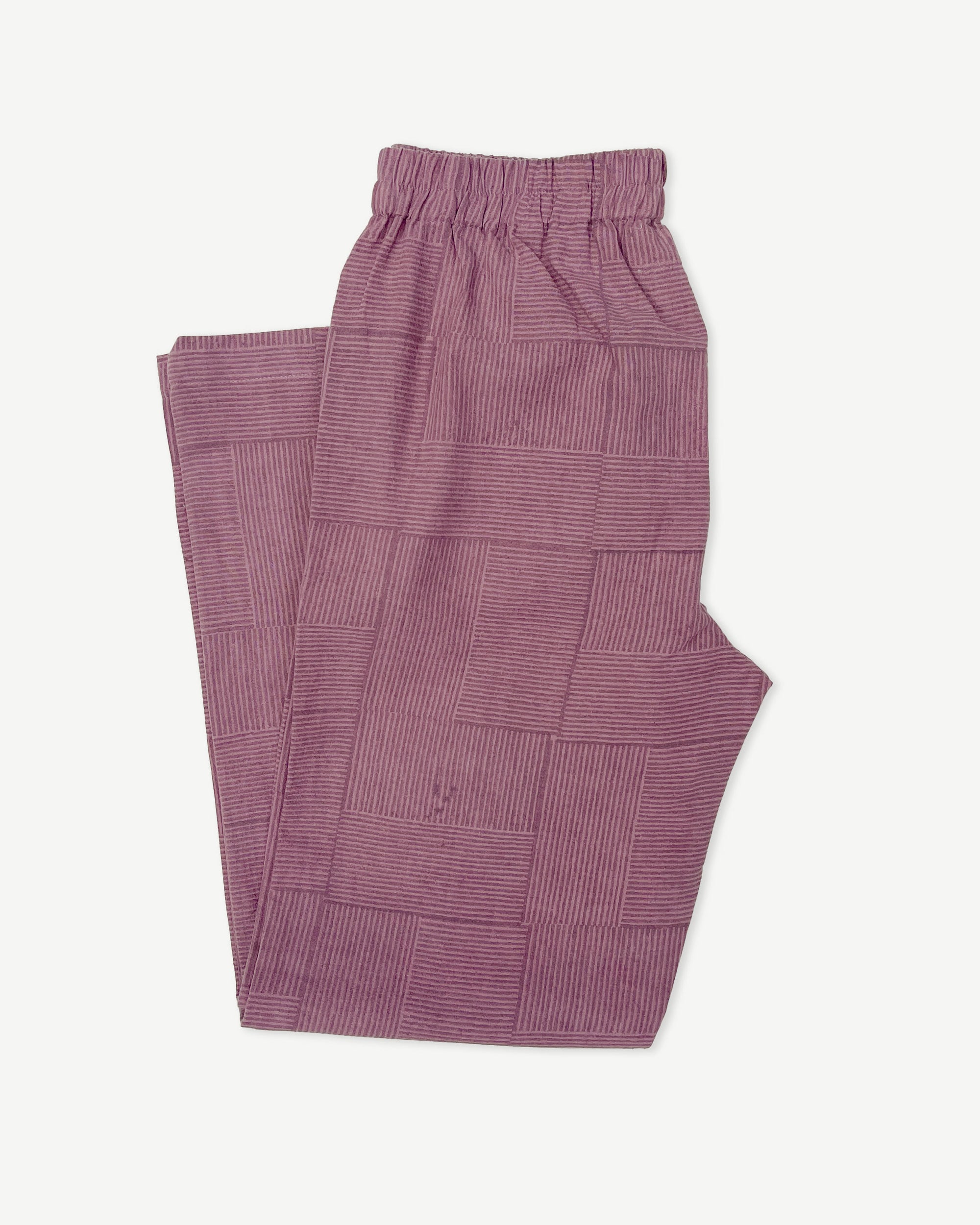Lounger Cotton Pants in Mauve Kiss Blockprint