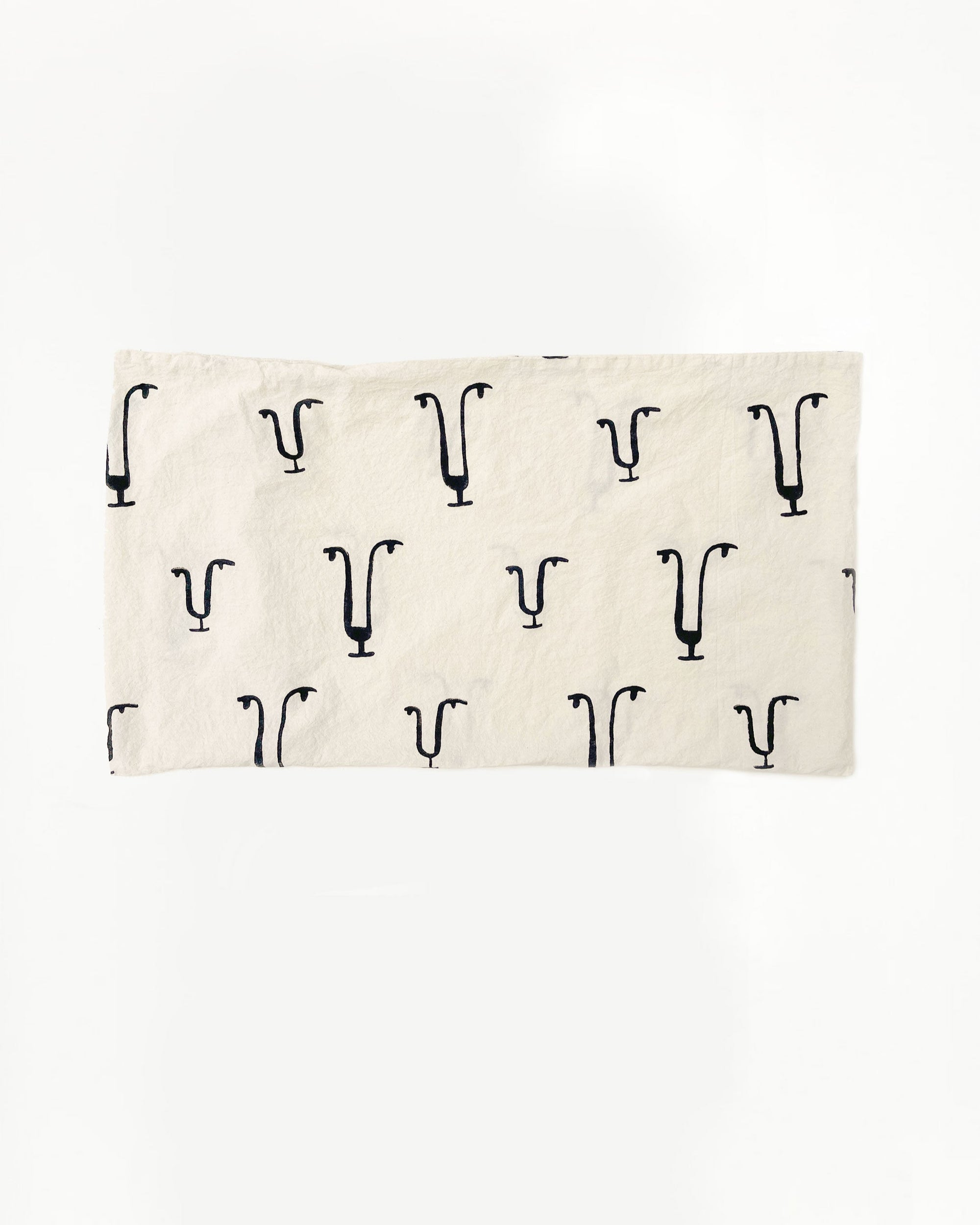 Gatta Cat Block Print King Pillow Sham: Natural Cotton