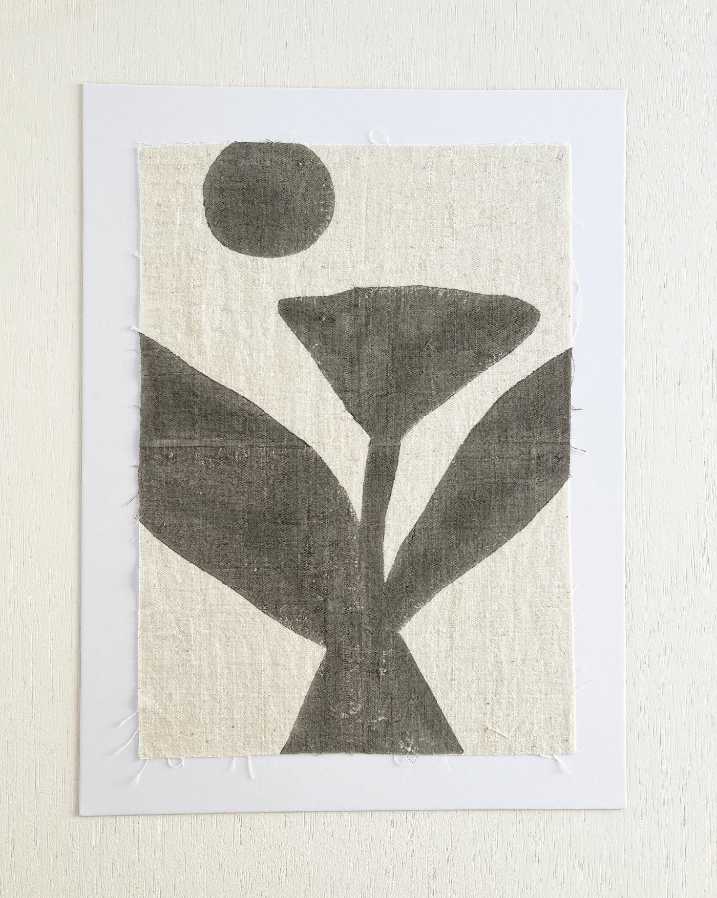 BLOCK PRINT ART | charcoal tulip