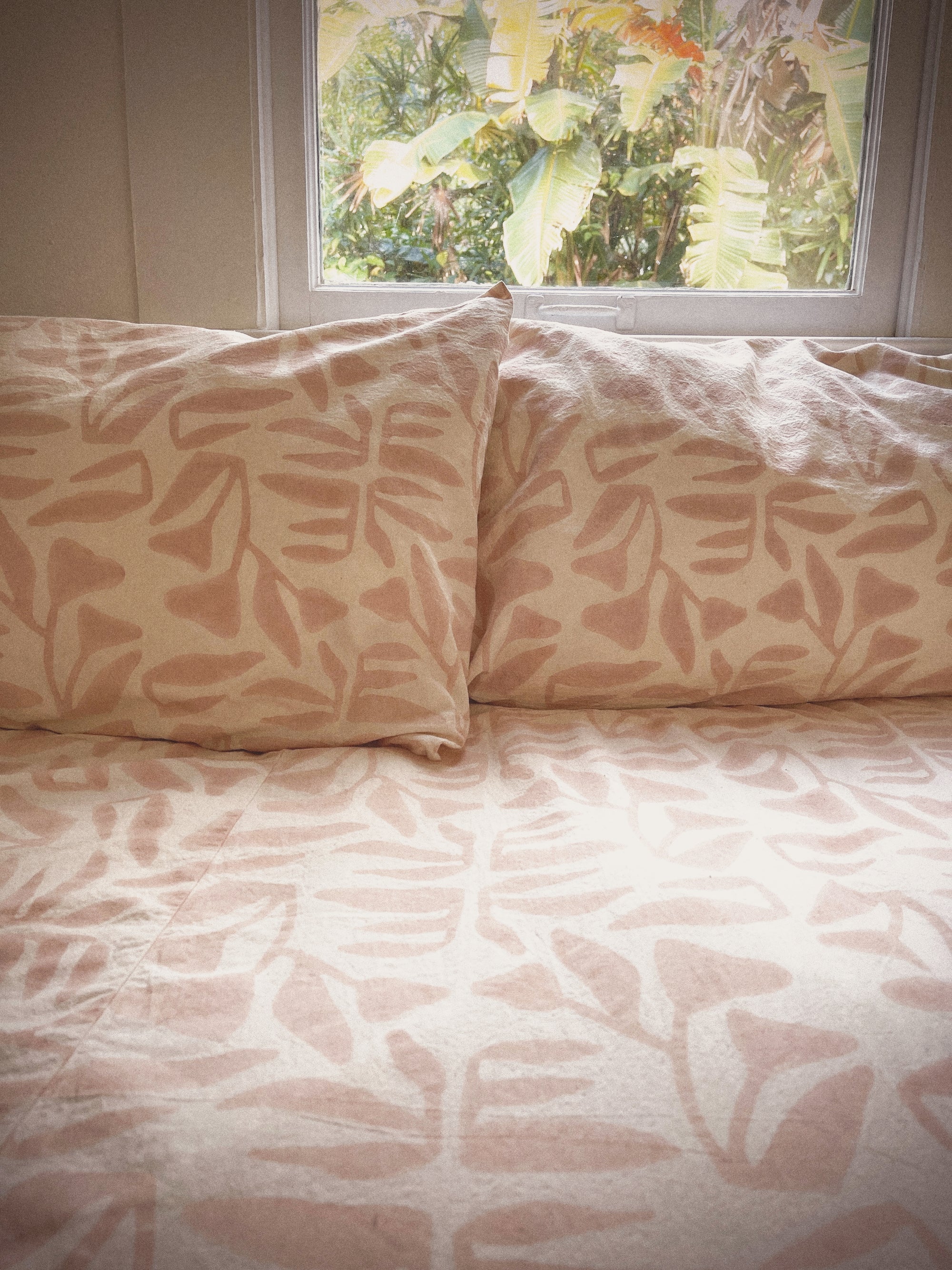 Botanical Block Print Pillow Sham: Natural Cotton