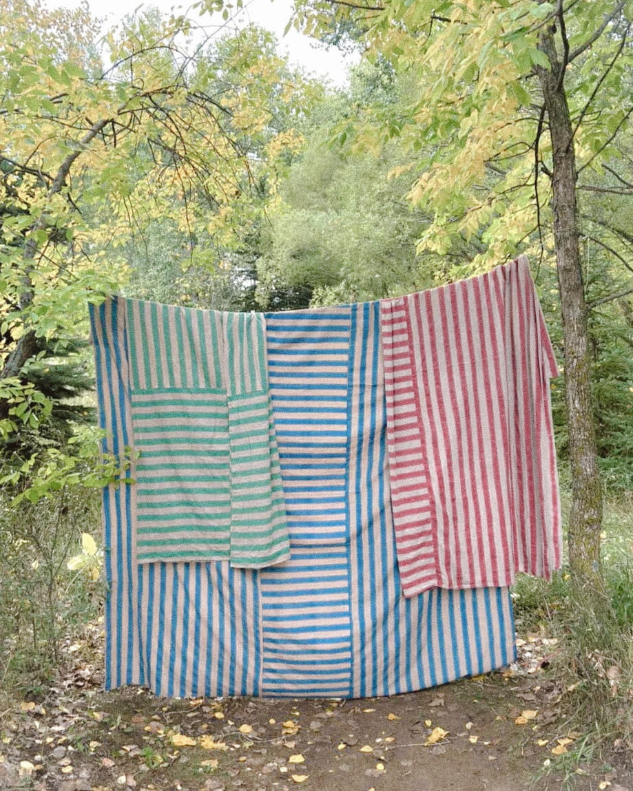 PO-EM Cotton Coverlet Stripe Natural Dye Handmade