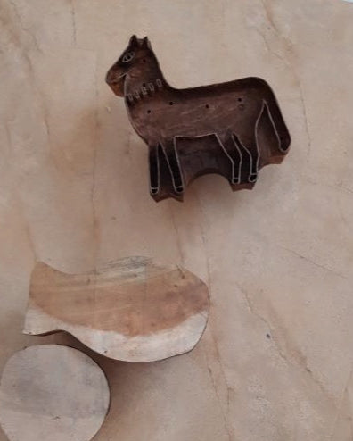 Handcarved Wood Block of Dusty Horse Print by PO-EM