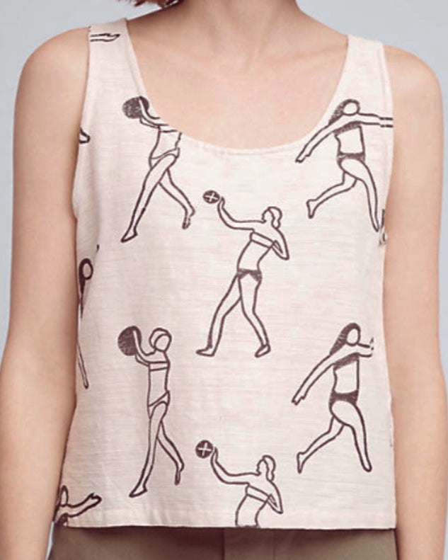 Classic Cotton Tank in Villa Block Print
