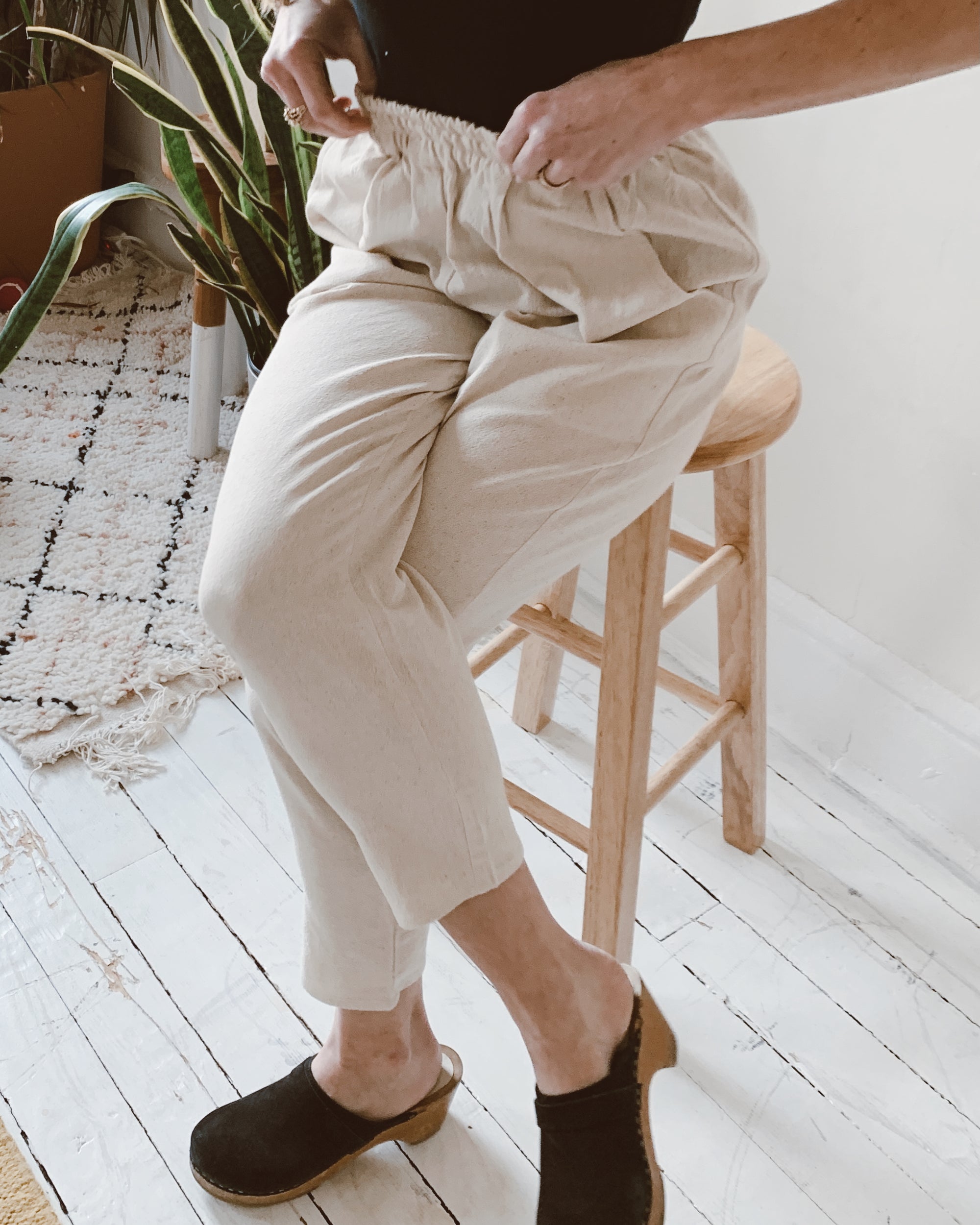 Deck Pants in Handloom Natural Cotton PO-EM