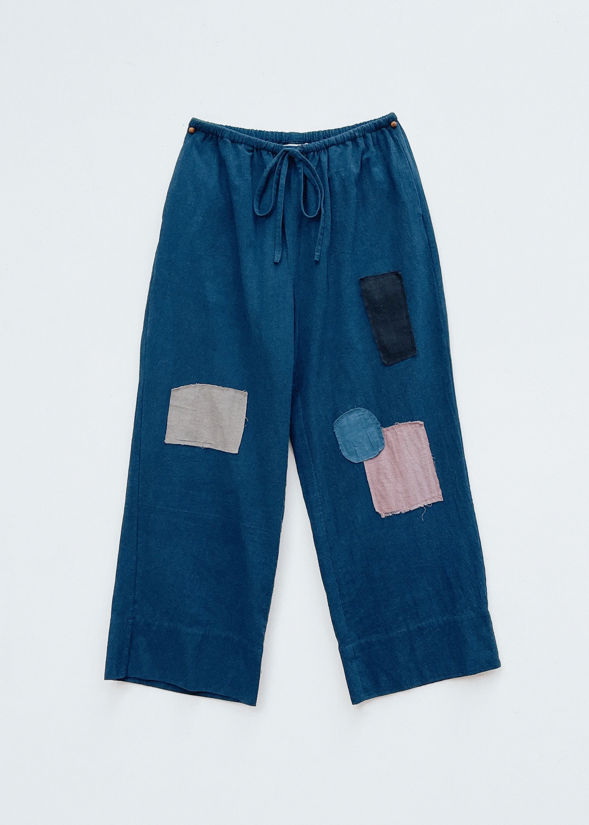 Patched Beachcomber Tie Cotton Pants Natural Dyes