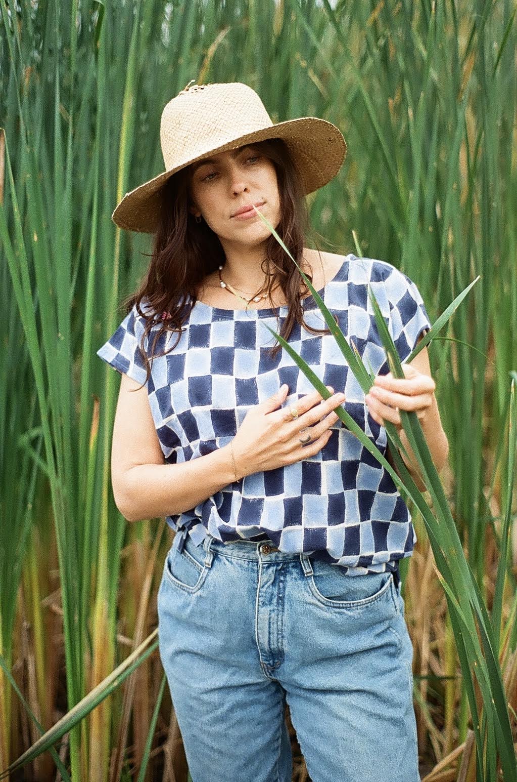 The Monty Cotton Top in Sala Square Blockprint