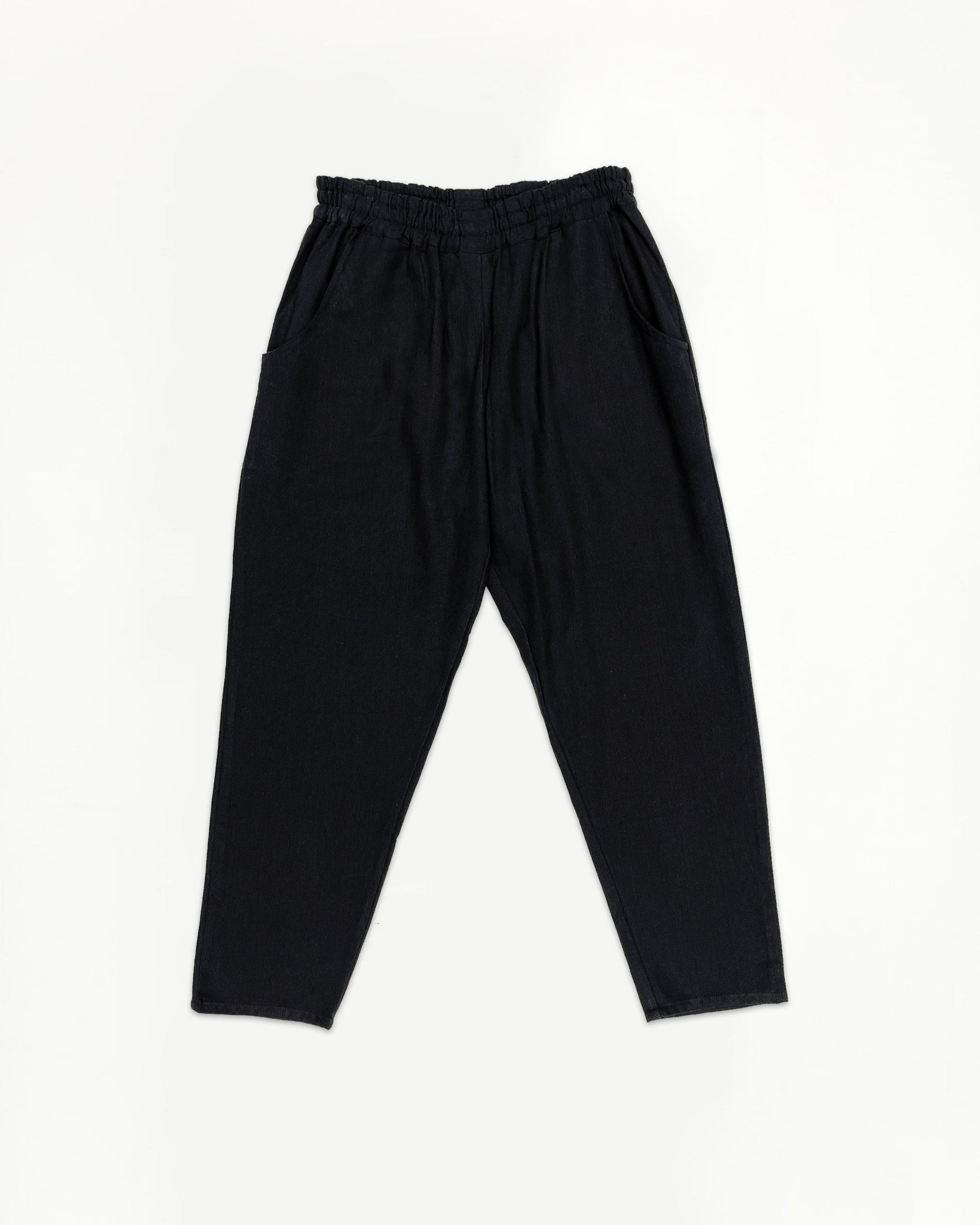 Deck Pants in Handwoven Cotton, New Moon Black
