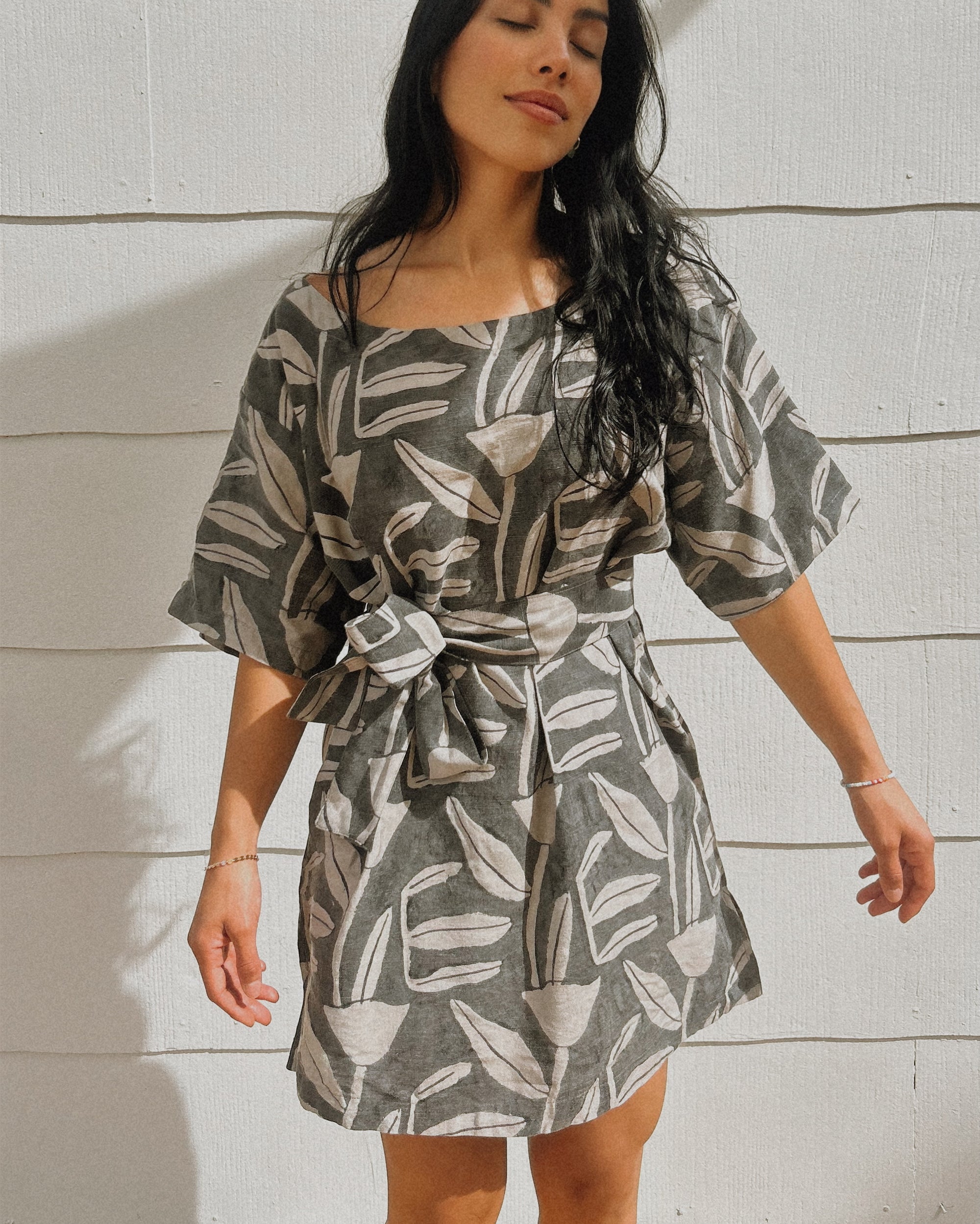 Silky Tulipano Party Dress with Sash