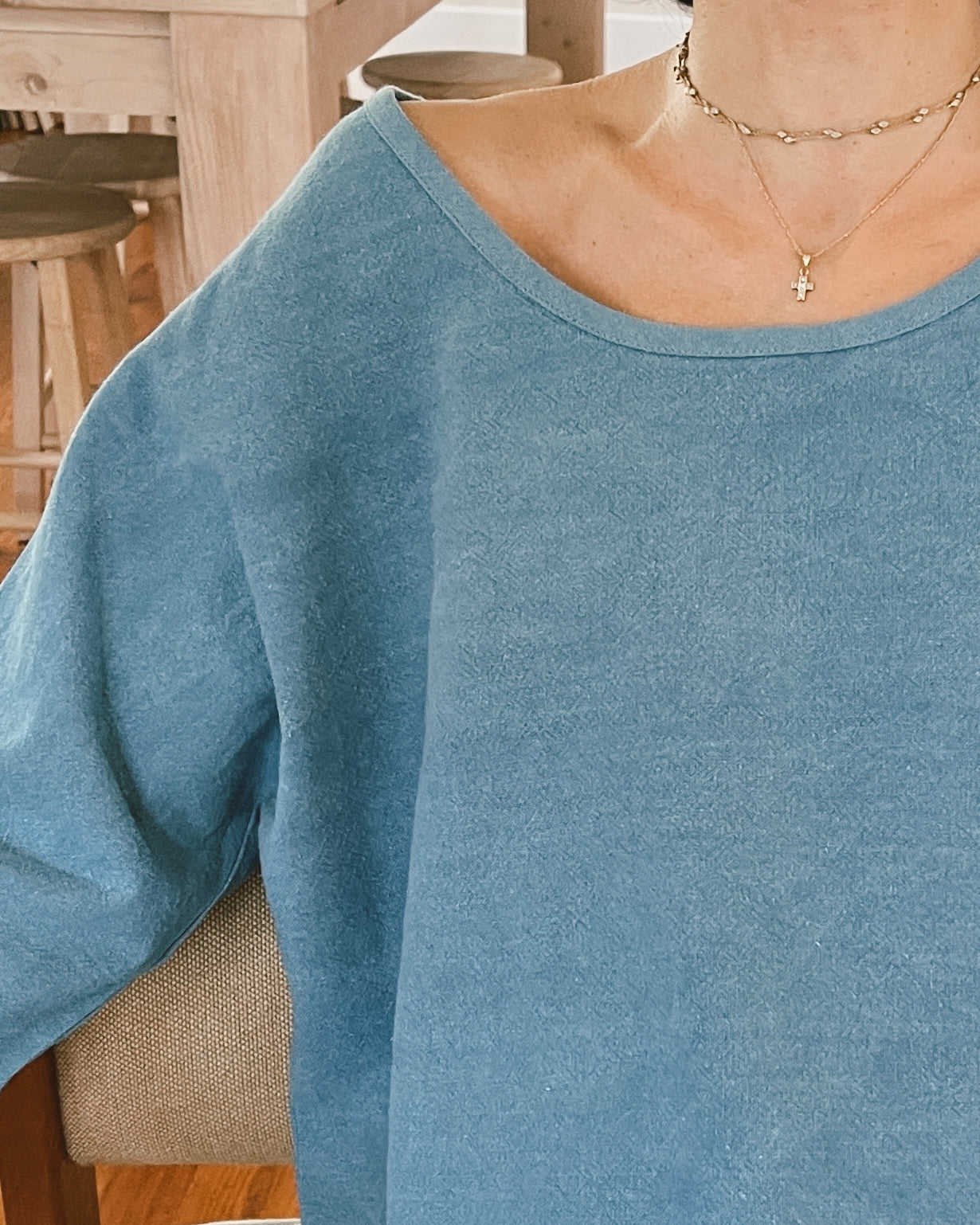 The Maker Top Blouse in Handloom Indigo Blue Cotton Detail