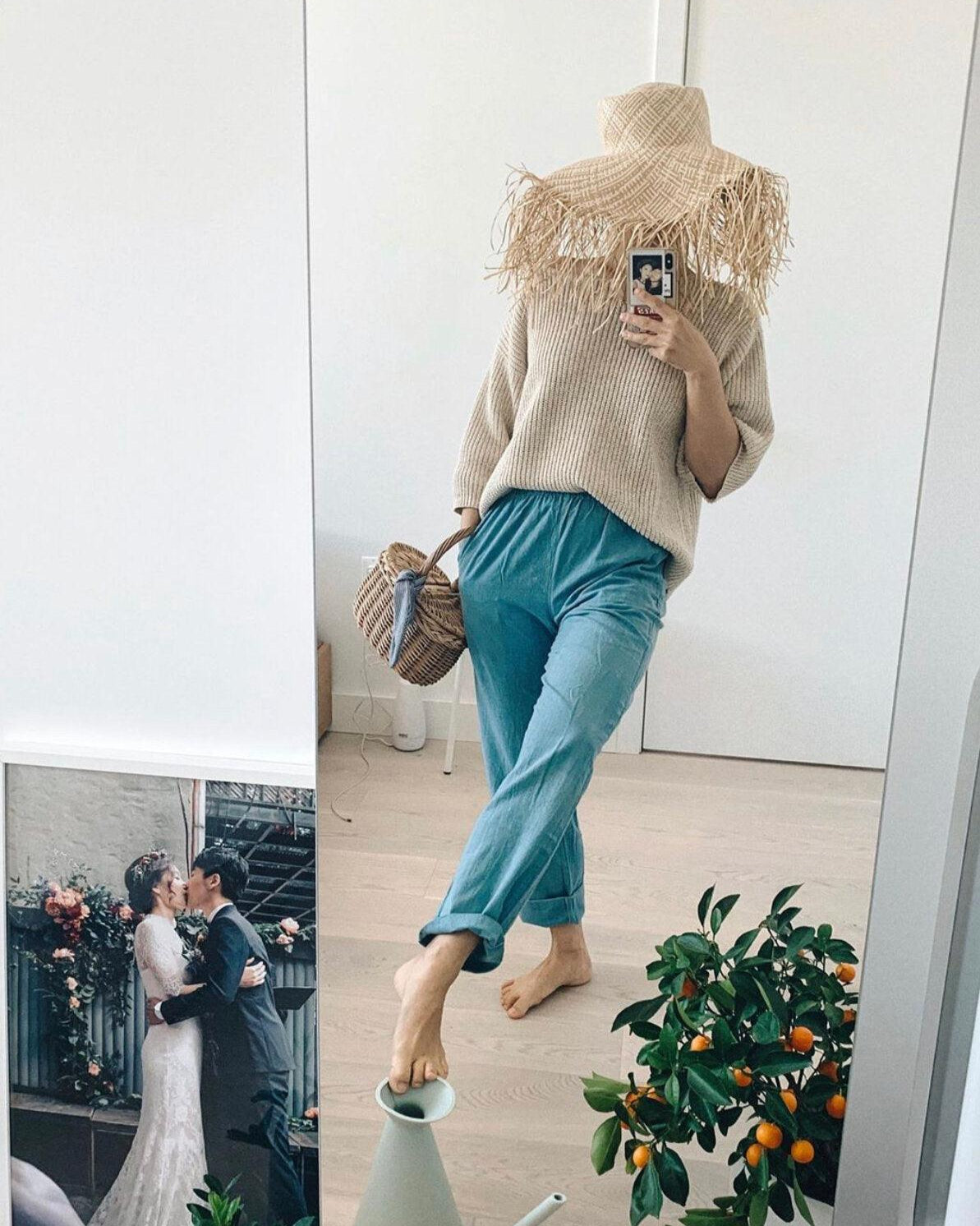 Eco-friendly Sustainable Handloom Lounger Pants In Natural Indigo