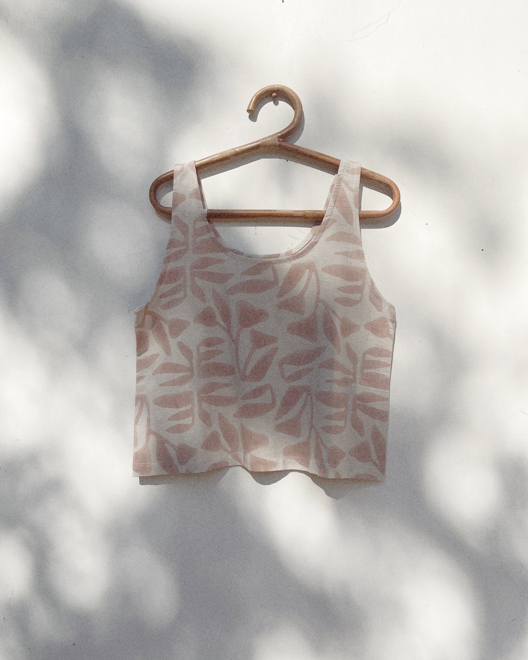 Botanical Block Print Cotton Tank Top PO-EM