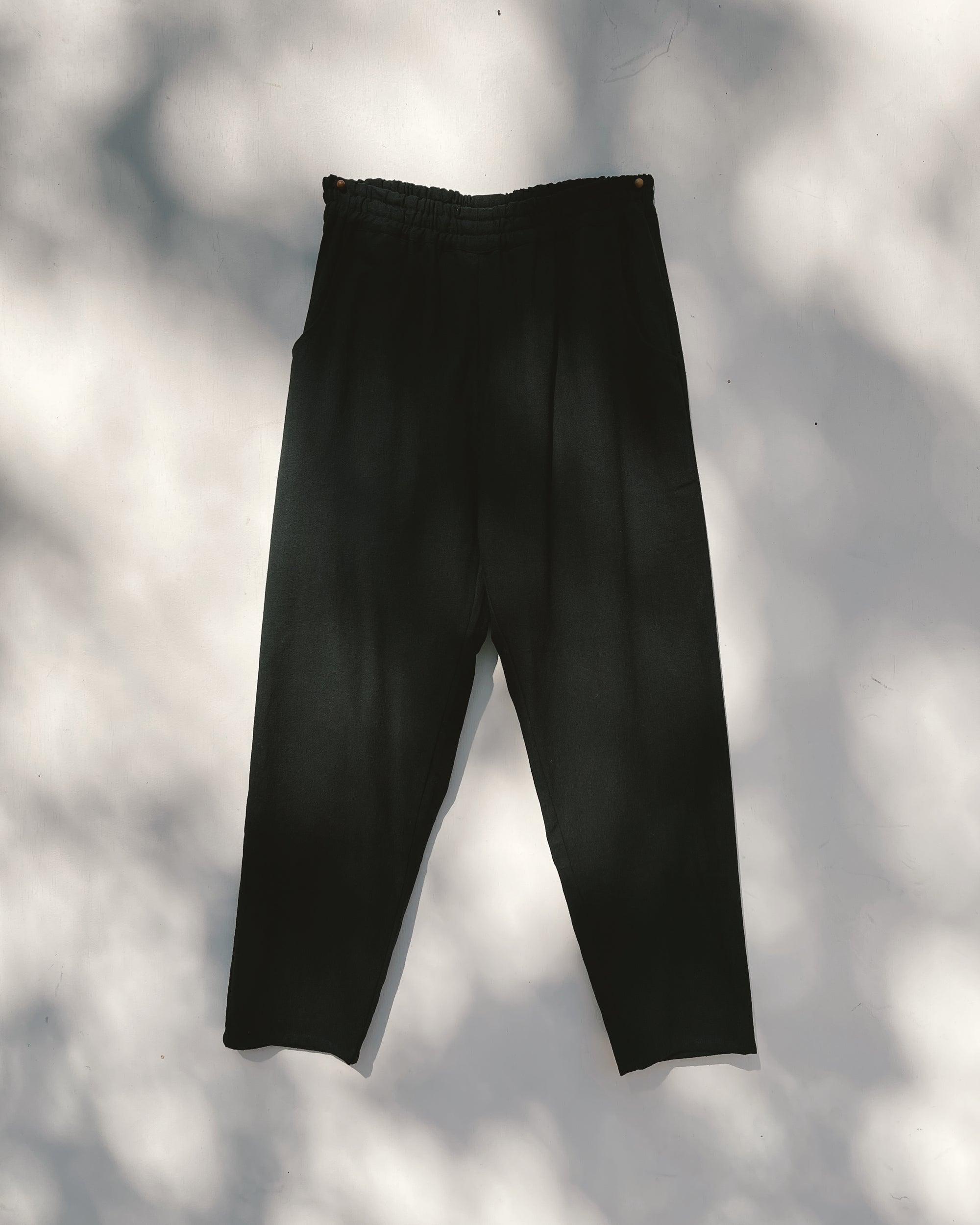 Deck Pants in Handwoven Cotton, New Moon Black