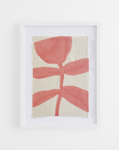 BLOCK PRINT ART | pink plant