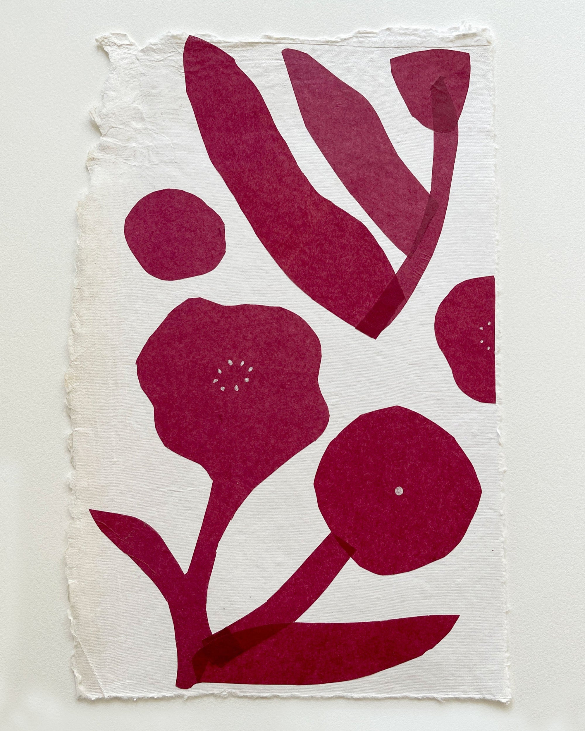 Framed Floral Collage Art on Handmade Paper