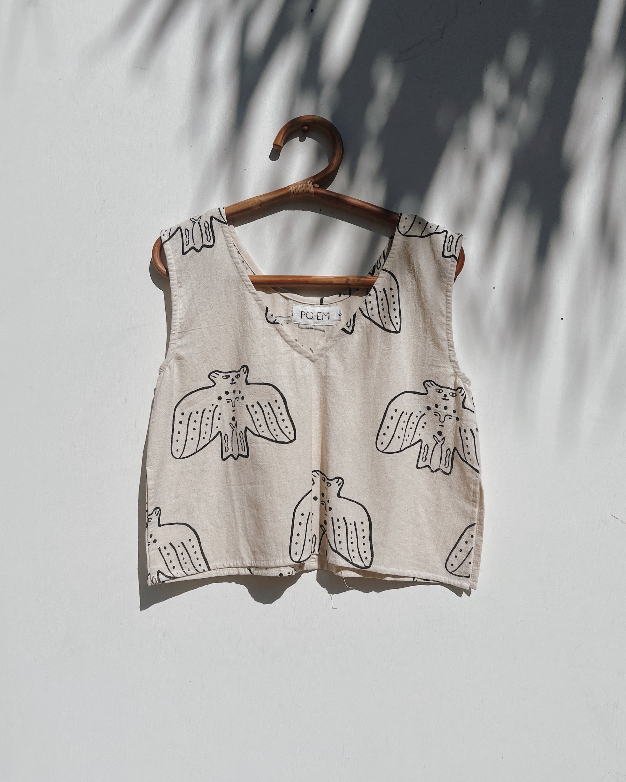 Cotton Blouse Tank Top in Relic Blockprint