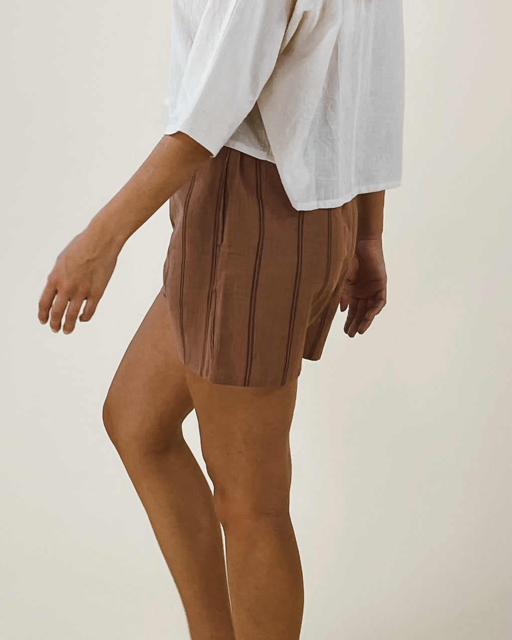 Cotton Ladybug Shorts in Striped Terra Natural Dye