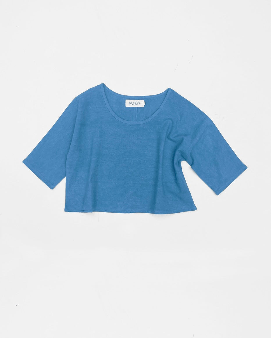 The Maker Top Blouse in Handloom Indigo Blue Cotton