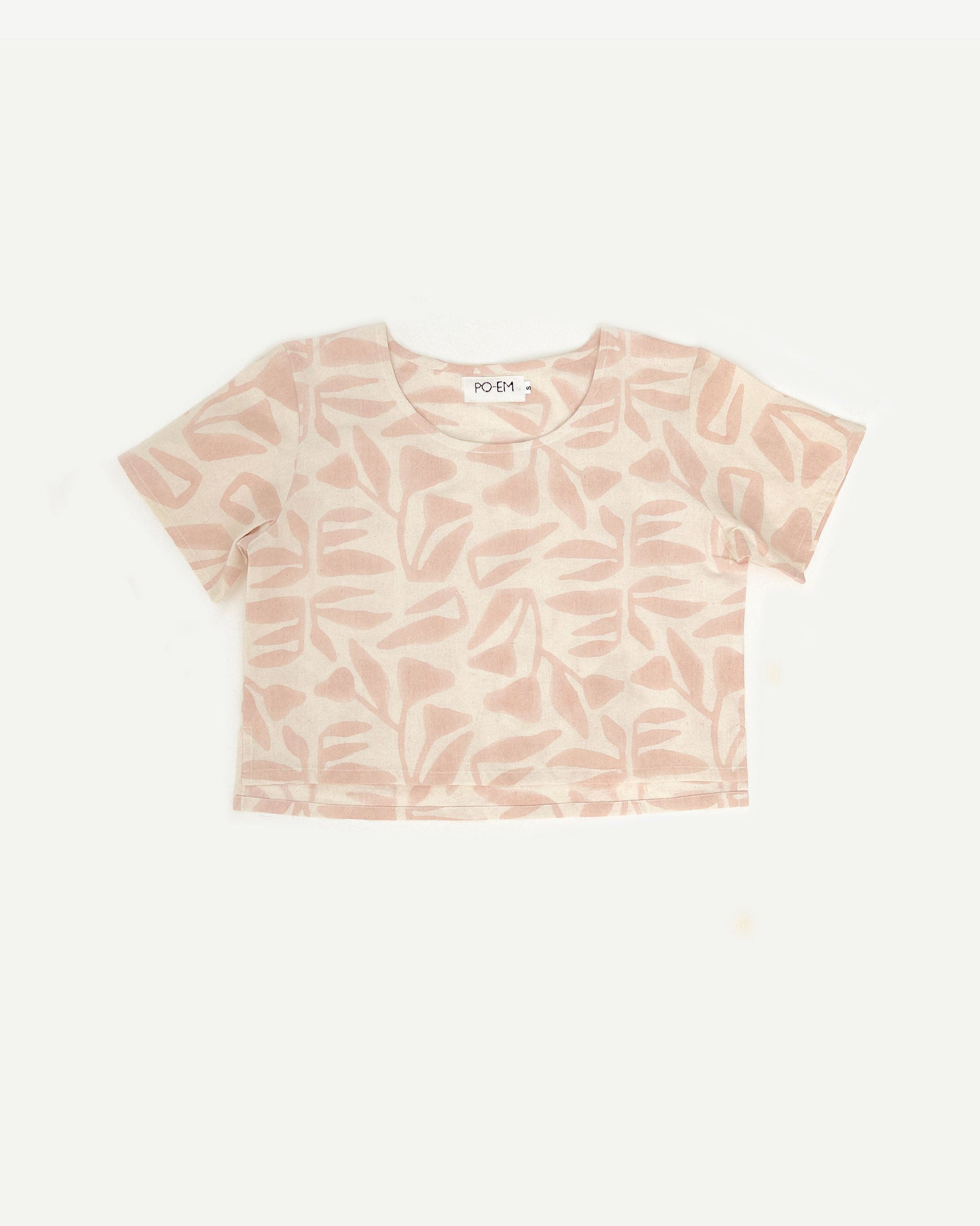 Botanical Block Print Cotton Crop Top