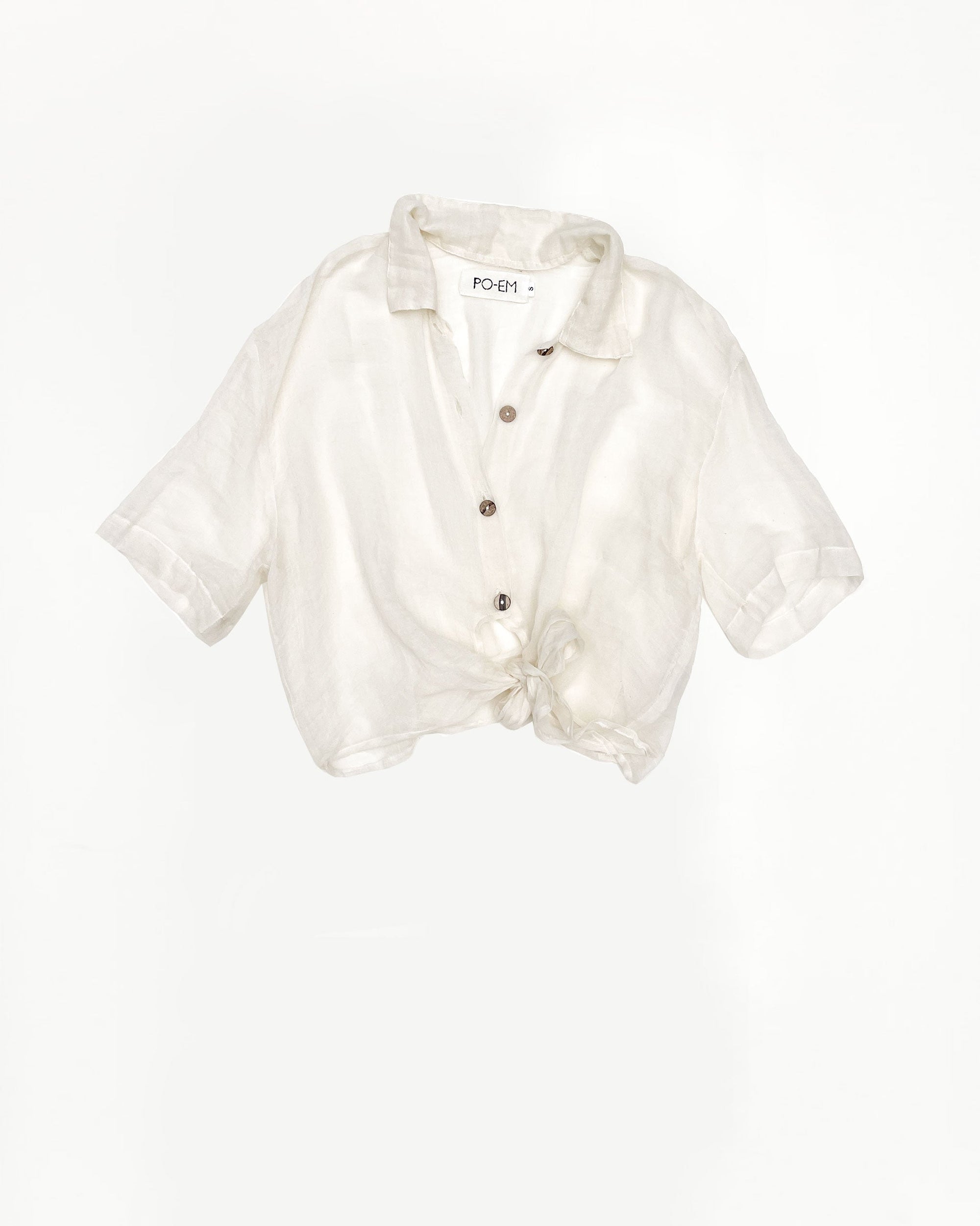 PO-EM Sheer Handwoven Cotton Tie Top 