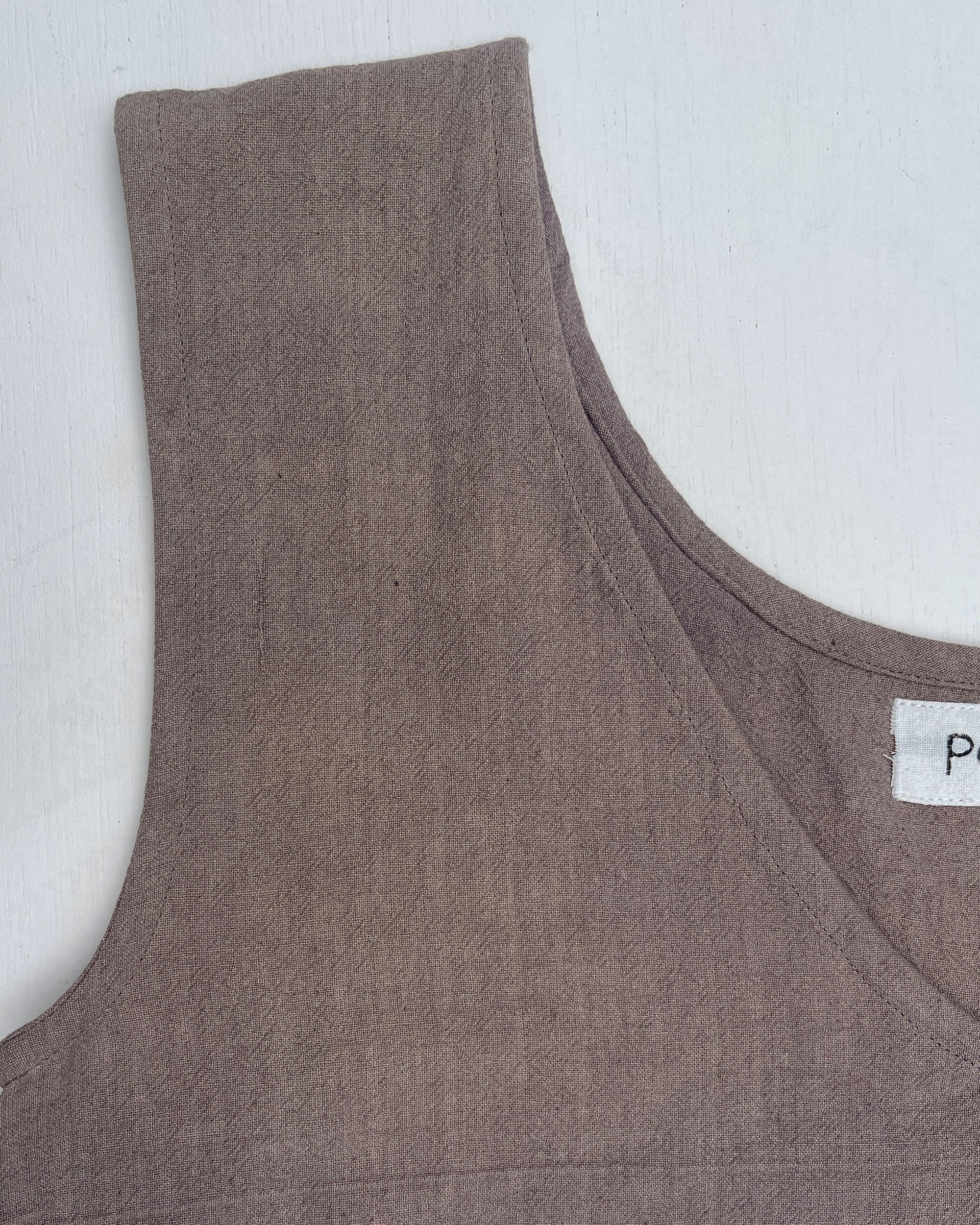 Handloom Cotton Blouse Tank Top in Bark