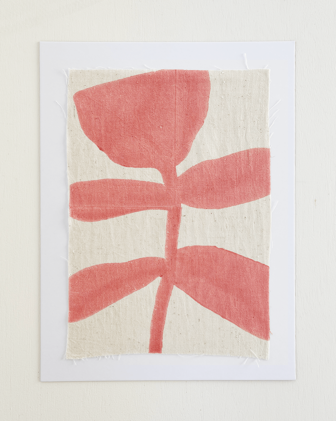 BLOCK PRINT ART | pink plant - PO-EM