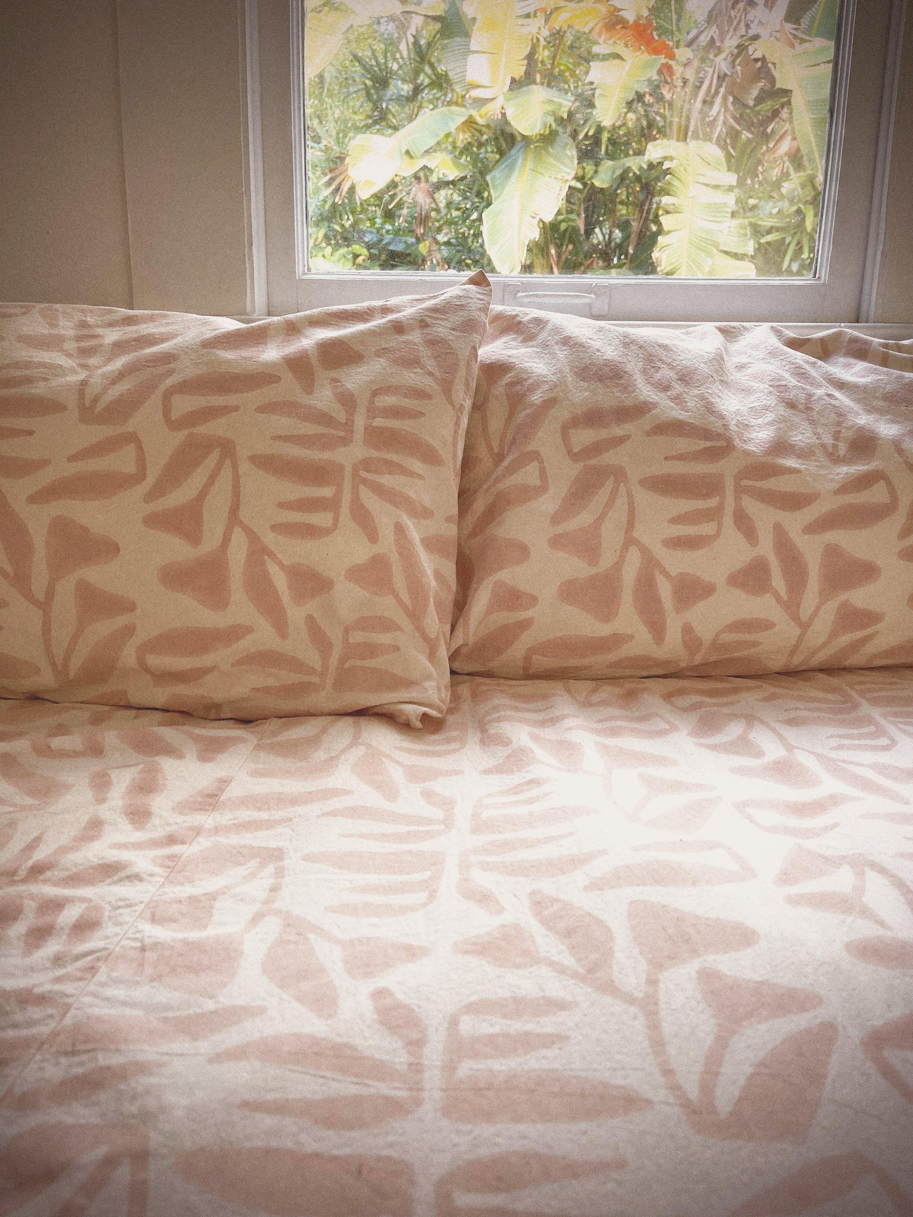 Botanical Block Print Pillow Sham: Natural Cotton