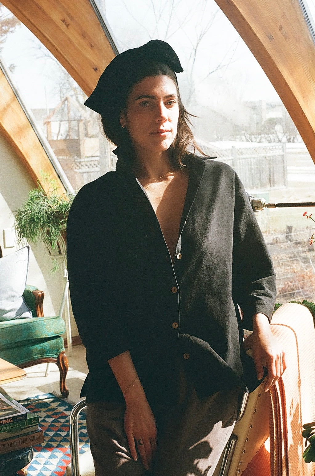 The Casa Top Button Down in New Moon Black 🌑