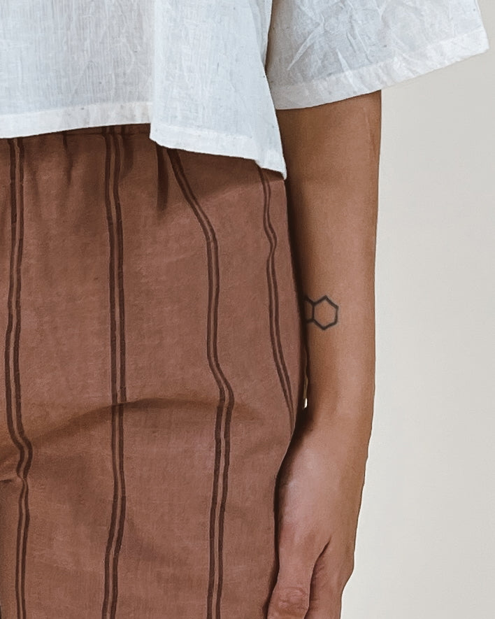Cotton Ladybug Shorts in Striped Terra Natural Dye