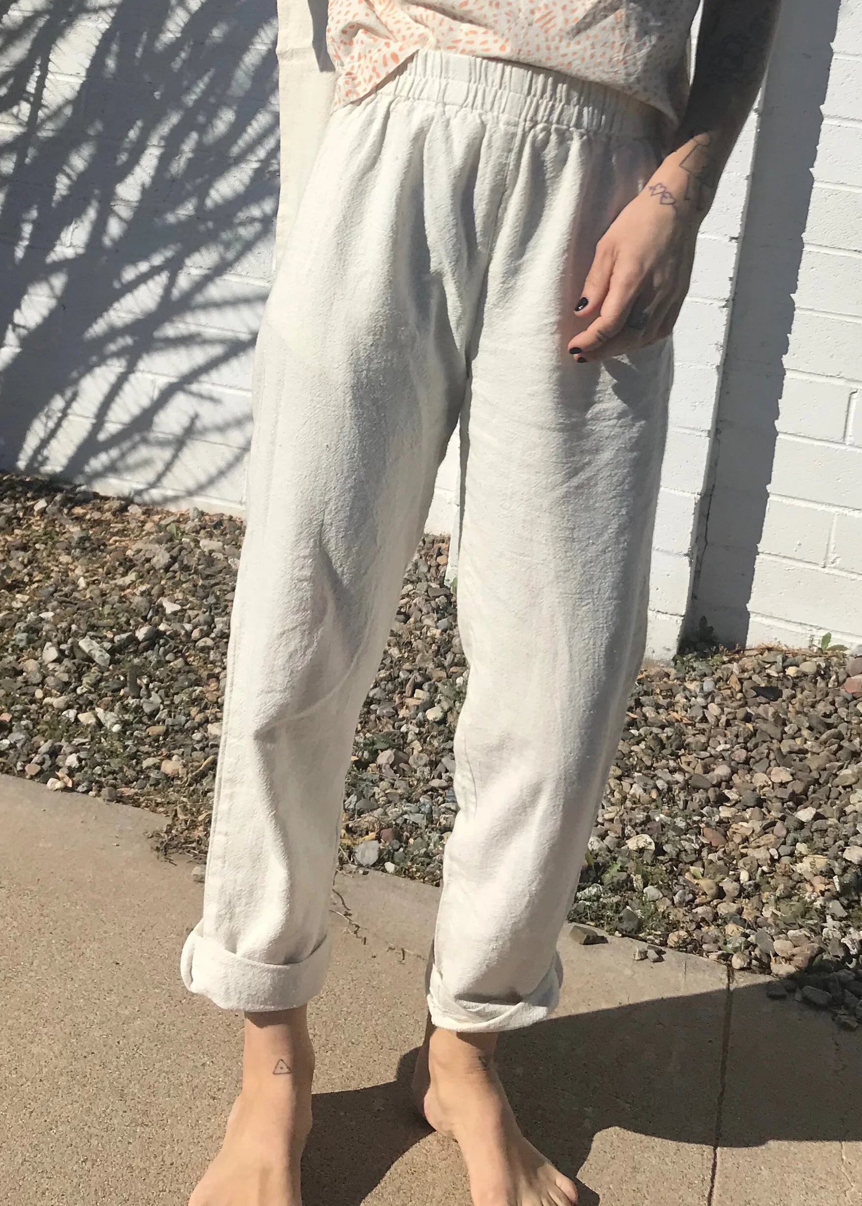 Handwoven Lounger Pants in Natural Cotton