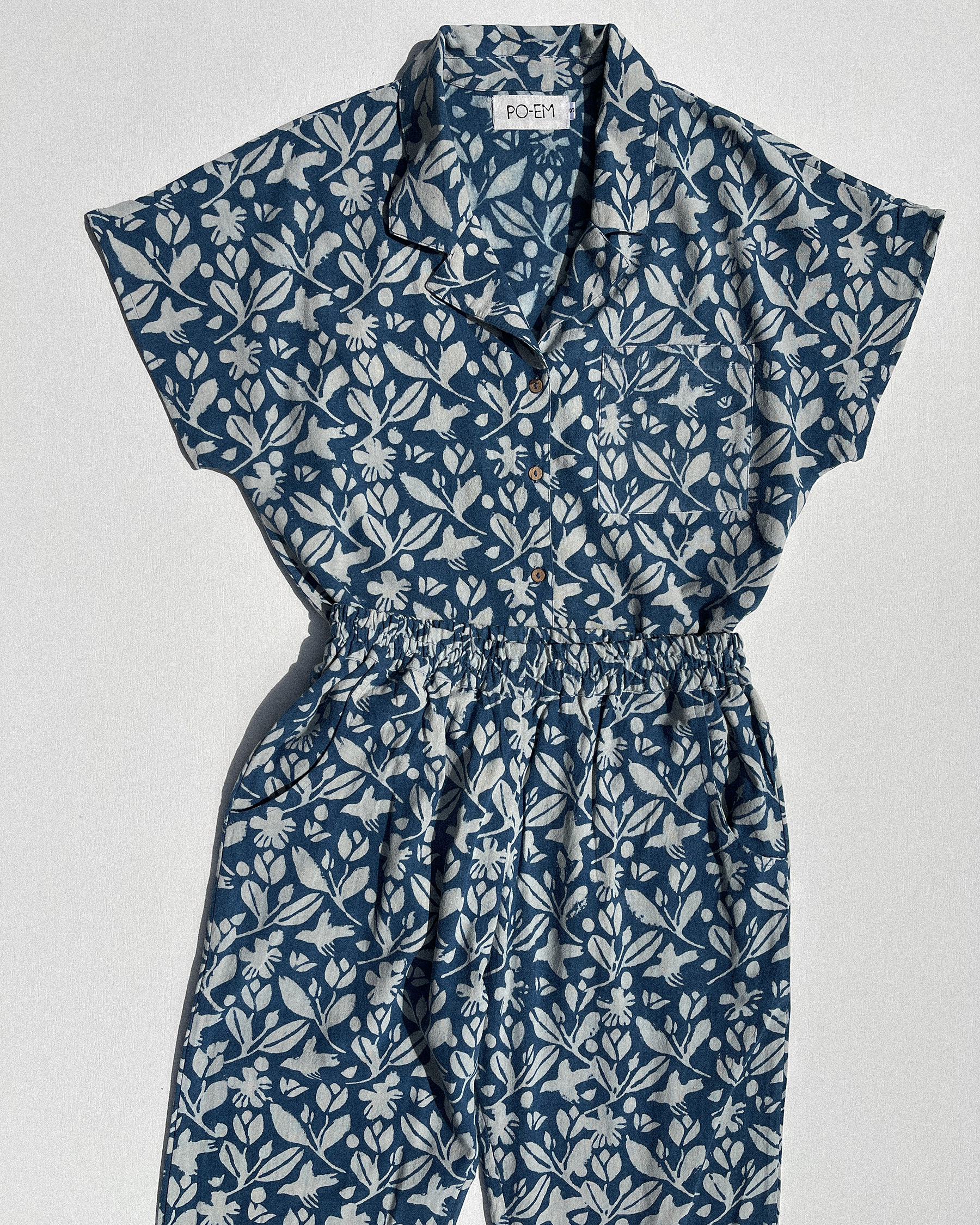 Covet Cotton Blouse in Sky-is-Garden Indigo Blockprint