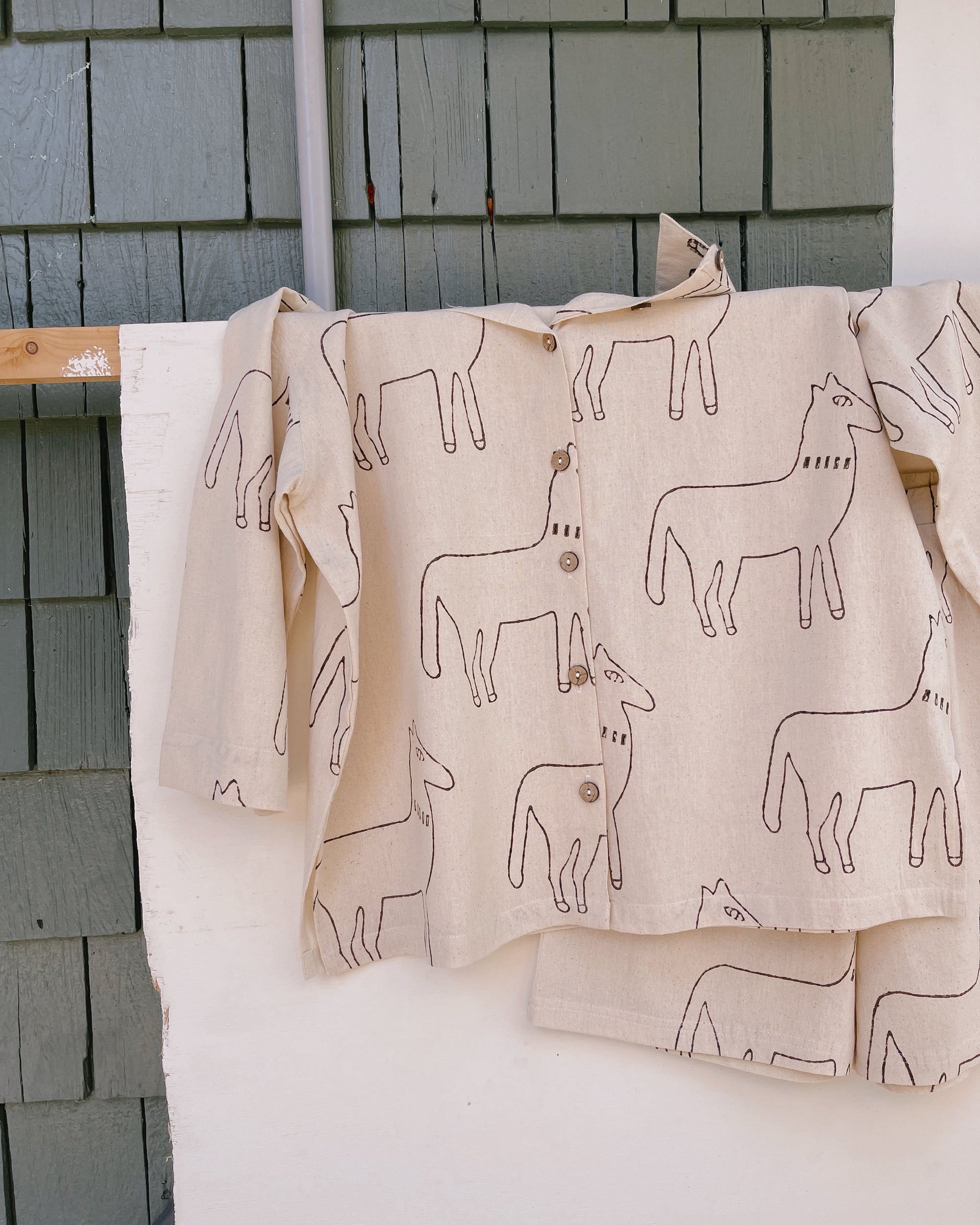The Casa Top Button Down in Dusty Block Print