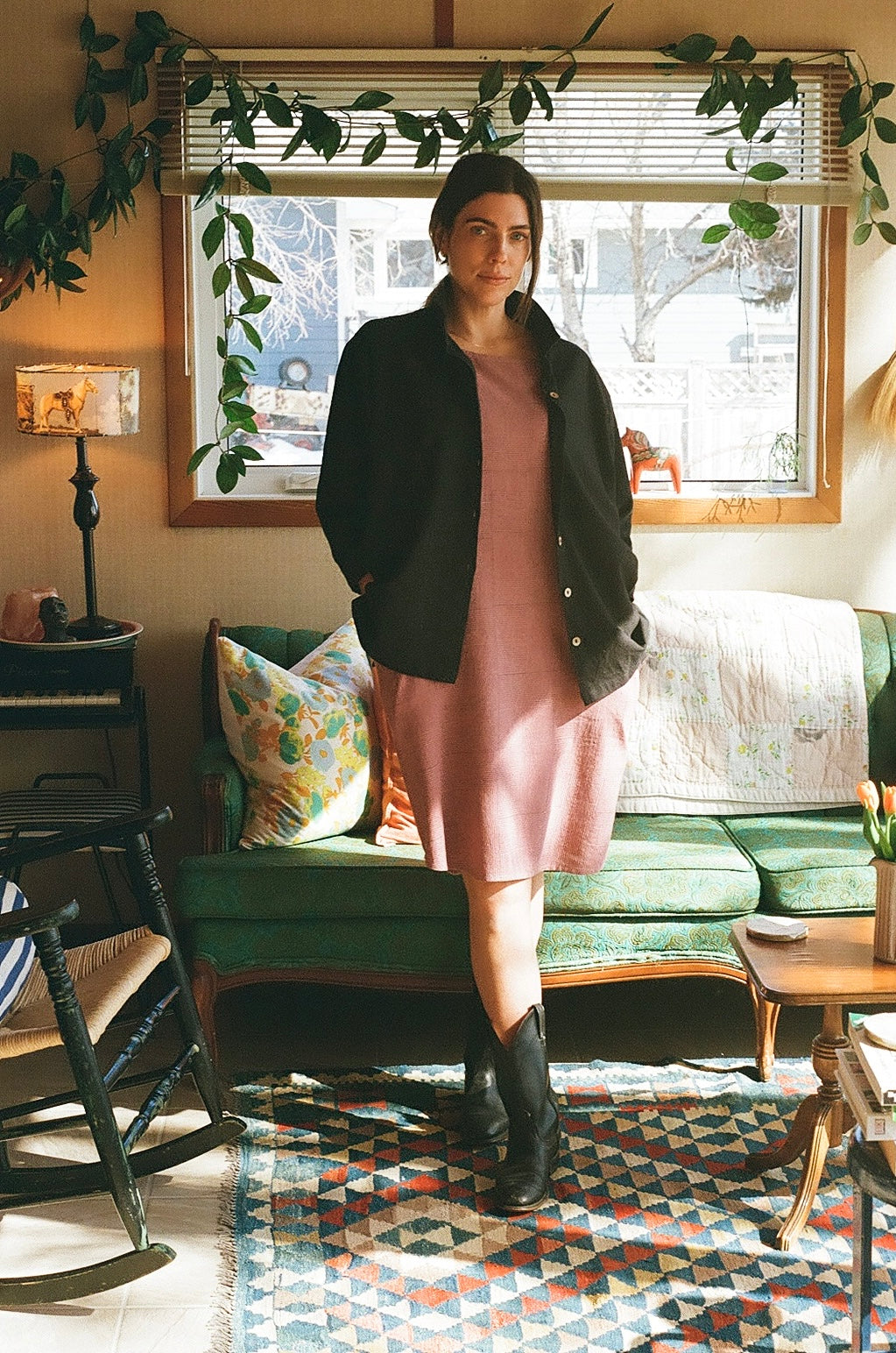 The Casa Top Cotton Button Down in New Moon Black 