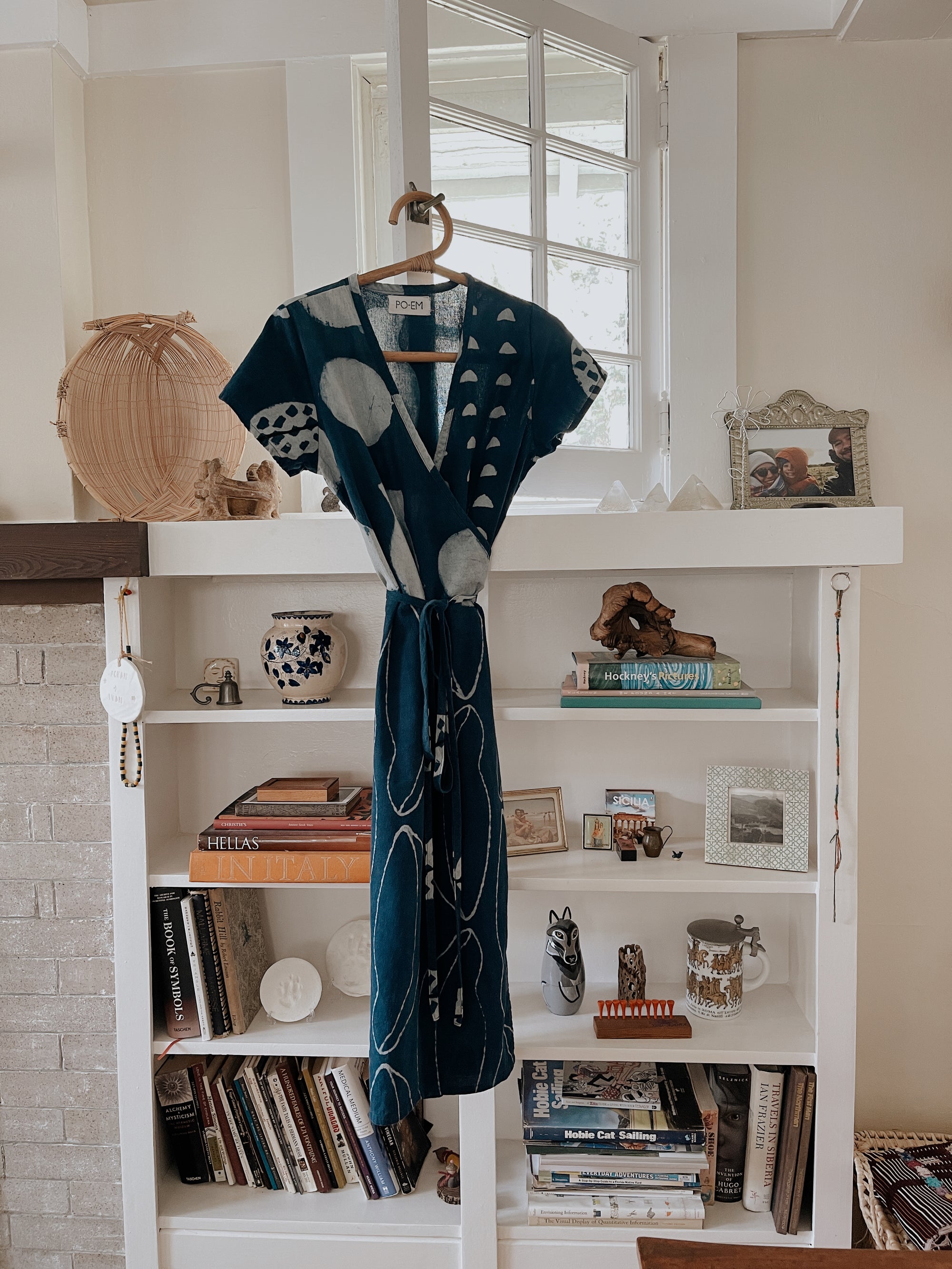 The Ode Wrap Dress in Indigo Combo