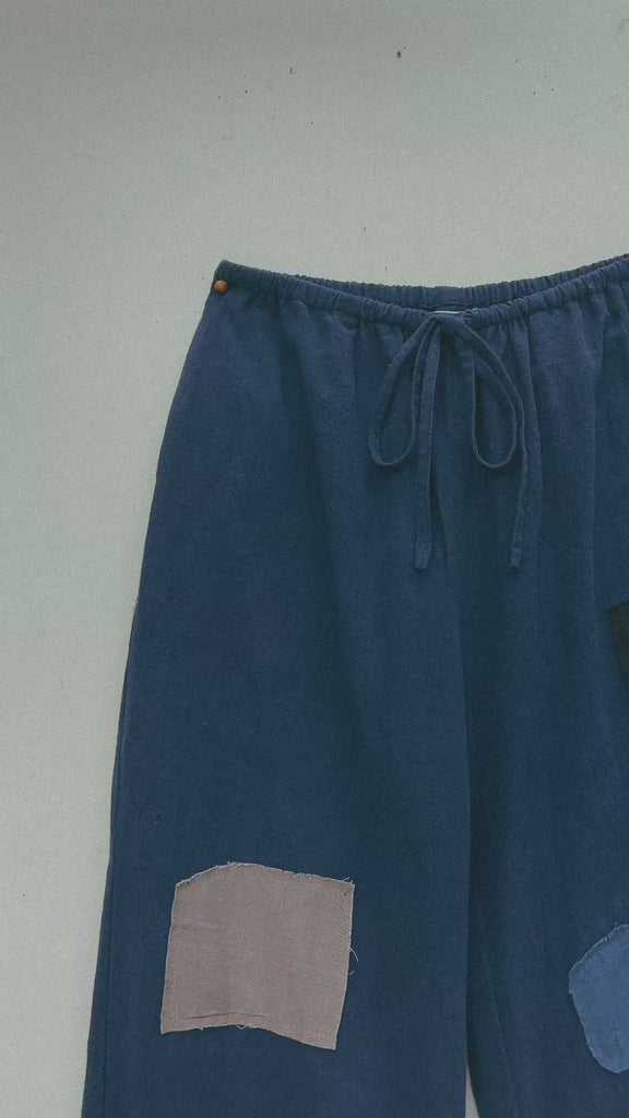 PO-EM Natural Dye Handmade Cotton Pants Beachcomber patched style 