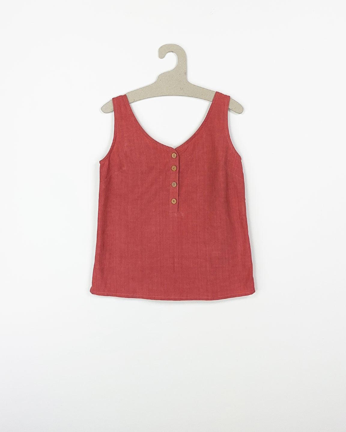 BUTTON TANK  | berry - PO-EM